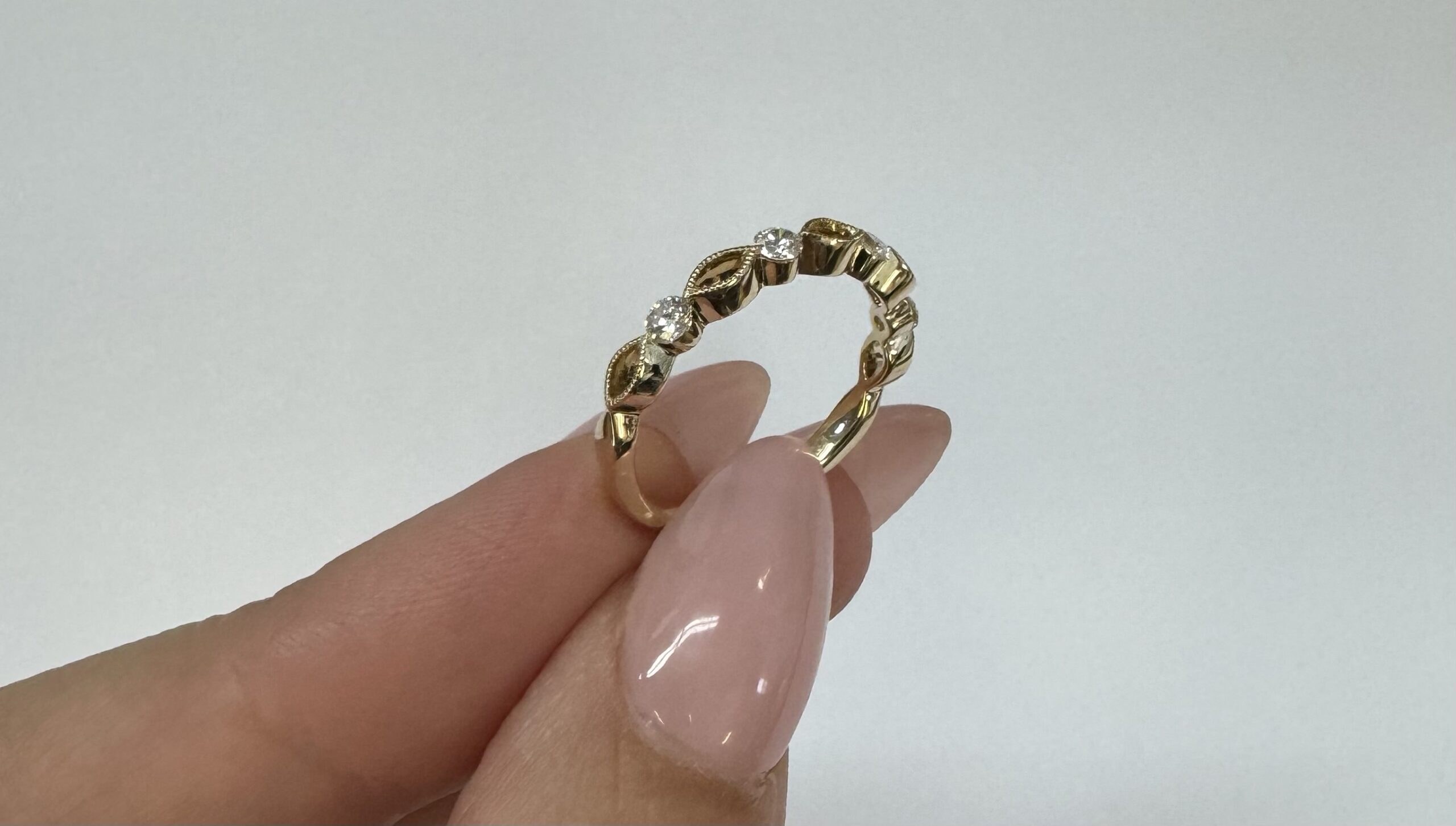 14k Yellow Gold .28 Cttw Genuine Round Brilliant Cut Diamond 4 Stone Band - Image 12