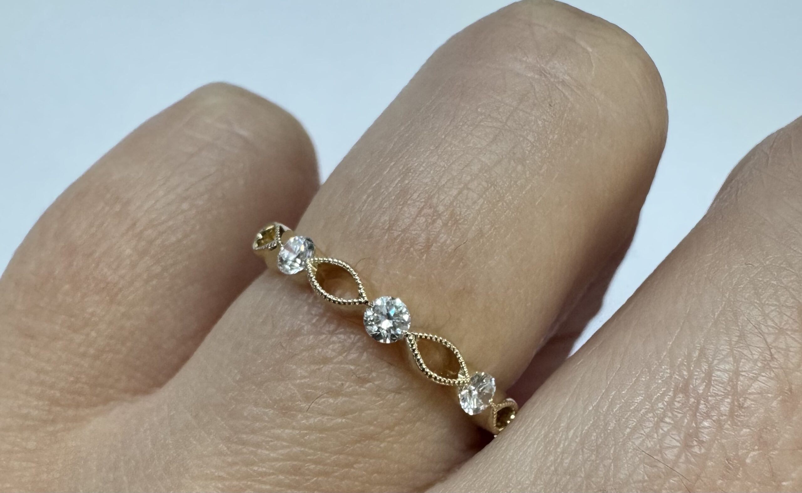 14k Yellow Gold .28 Cttw Genuine Round Brilliant Cut Diamond 4 Stone Band - Image 20