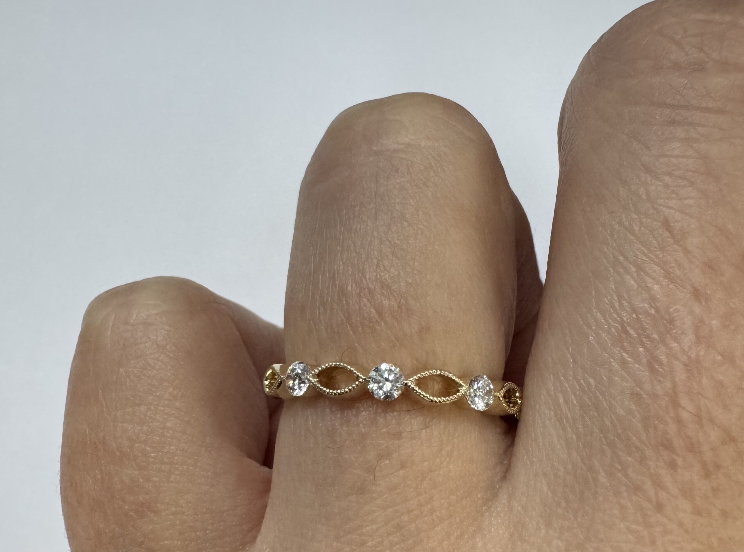 14k Yellow Gold .28 Cttw Genuine Round Brilliant Cut Diamond 4 Stone Band - Image 25