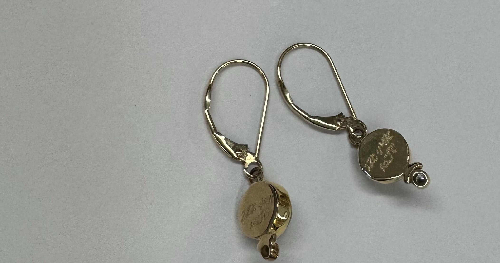 22k Yellow Gold Genuine Ethiopian Opal & Diamond Bezel Set Leverback Dangle Earrings - Image 19