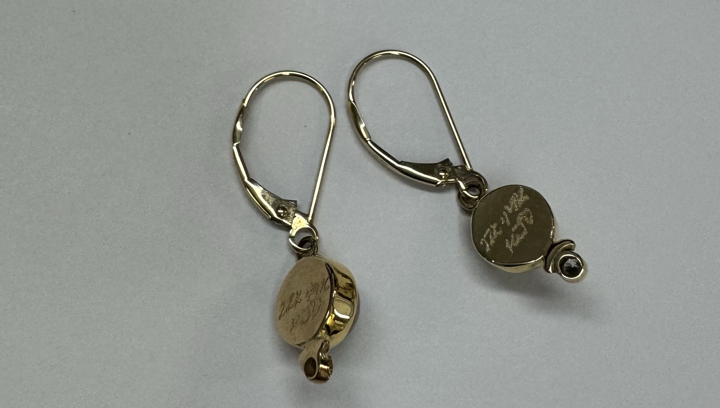 22k Yellow Gold Genuine Ethiopian Opal & Diamond Bezel Set Leverback Dangle Earrings - Image 18