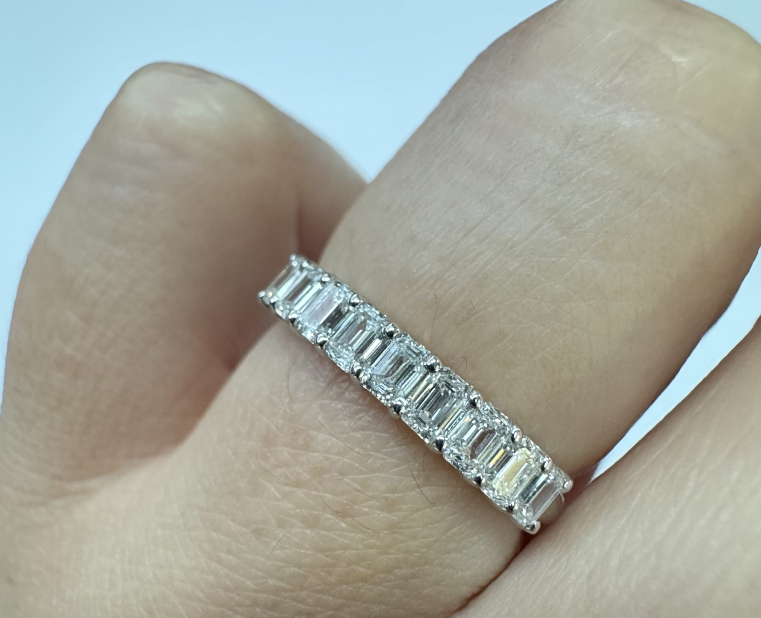 14k White Gold 9 Stone Genuine 3/4 Cttw Emerald Cut Diamond Band - Image 18