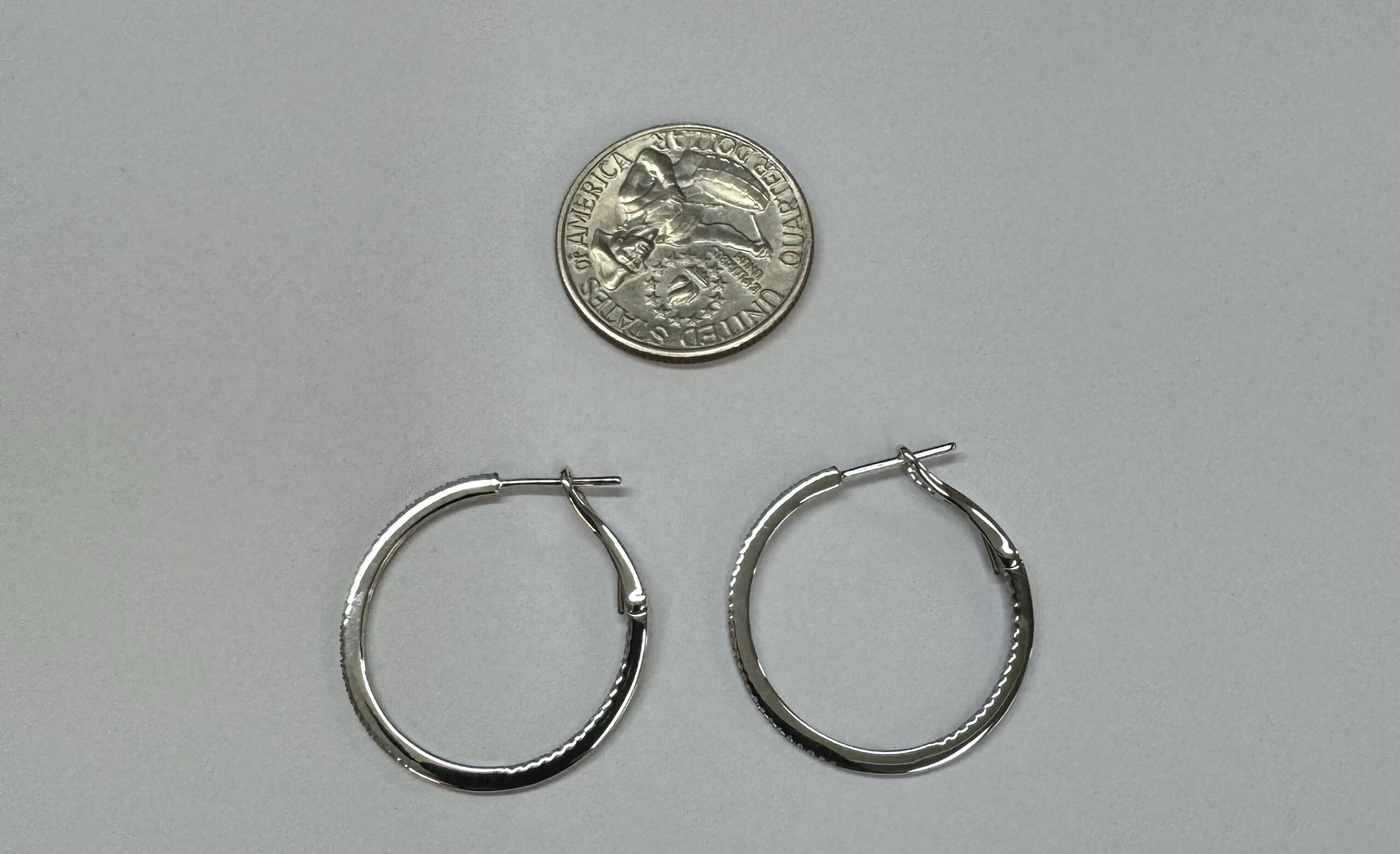 14k White Gold Genuine .28 Cttw Round Brilliant Cut Diamond Round Hoop Earrings - Image 23