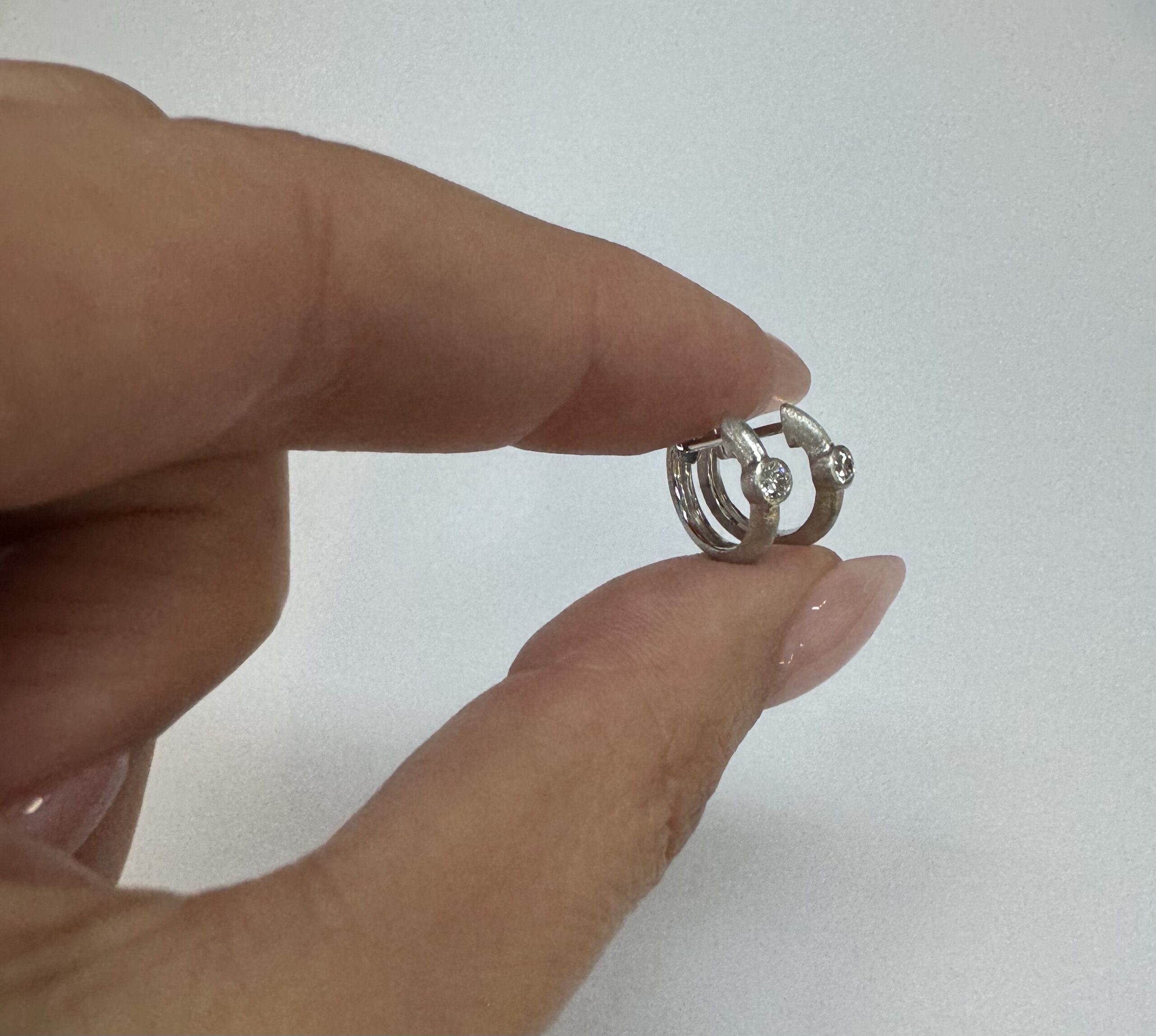 14k White Gold Genuine .15 Cttw Round Brilliant Cut Diamond Bezel Set Hoop Earrings - Image 10