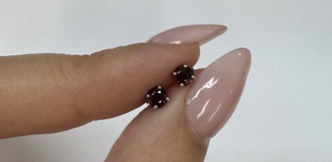 14k White Gold Genuine .56 Cttw Ruby Stud Earrings