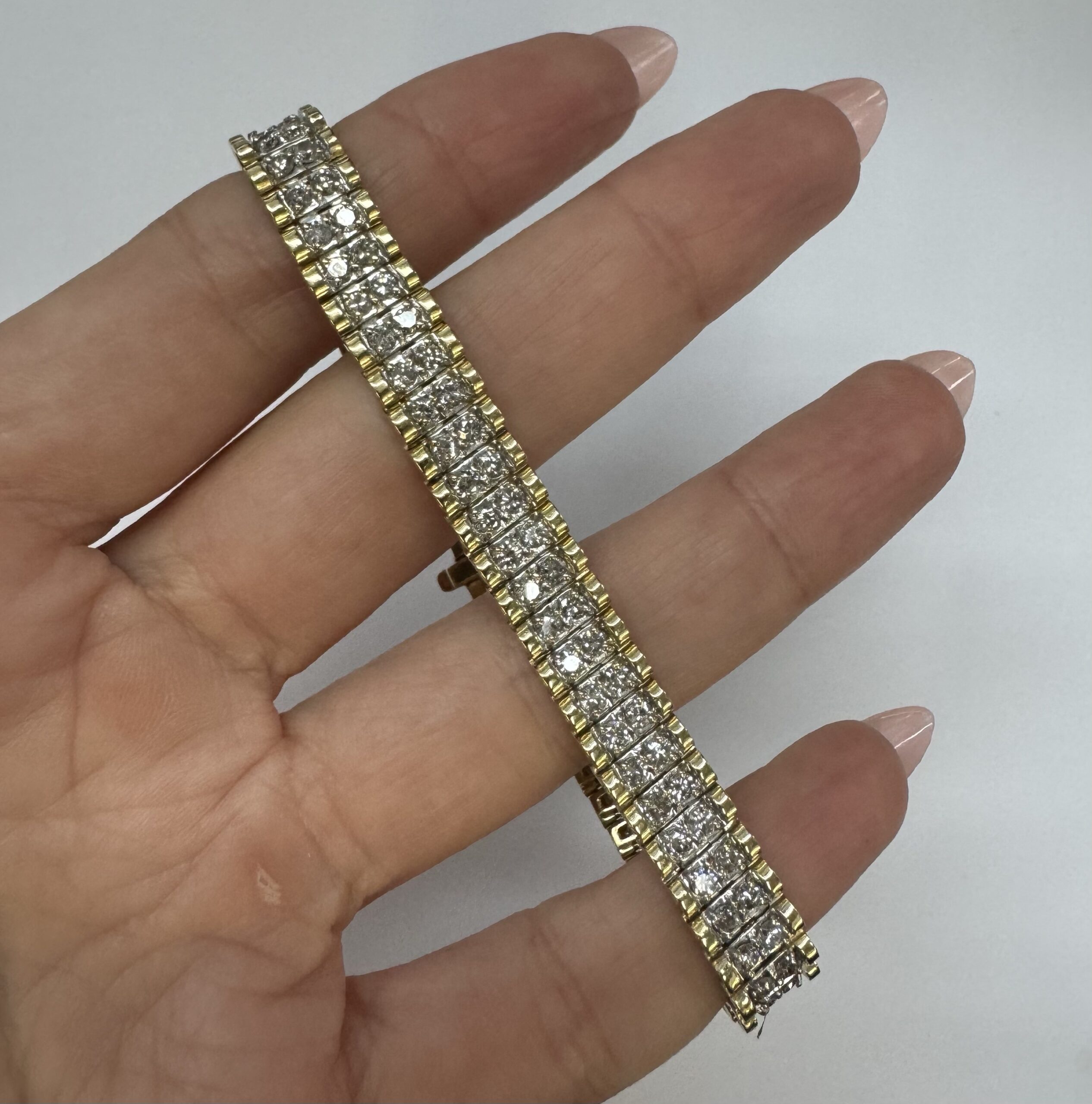 Vintage 14k Two-Tone 4.50 Cttw Genuine Round Brilliant Cut Diamond Bracelet - Image 13