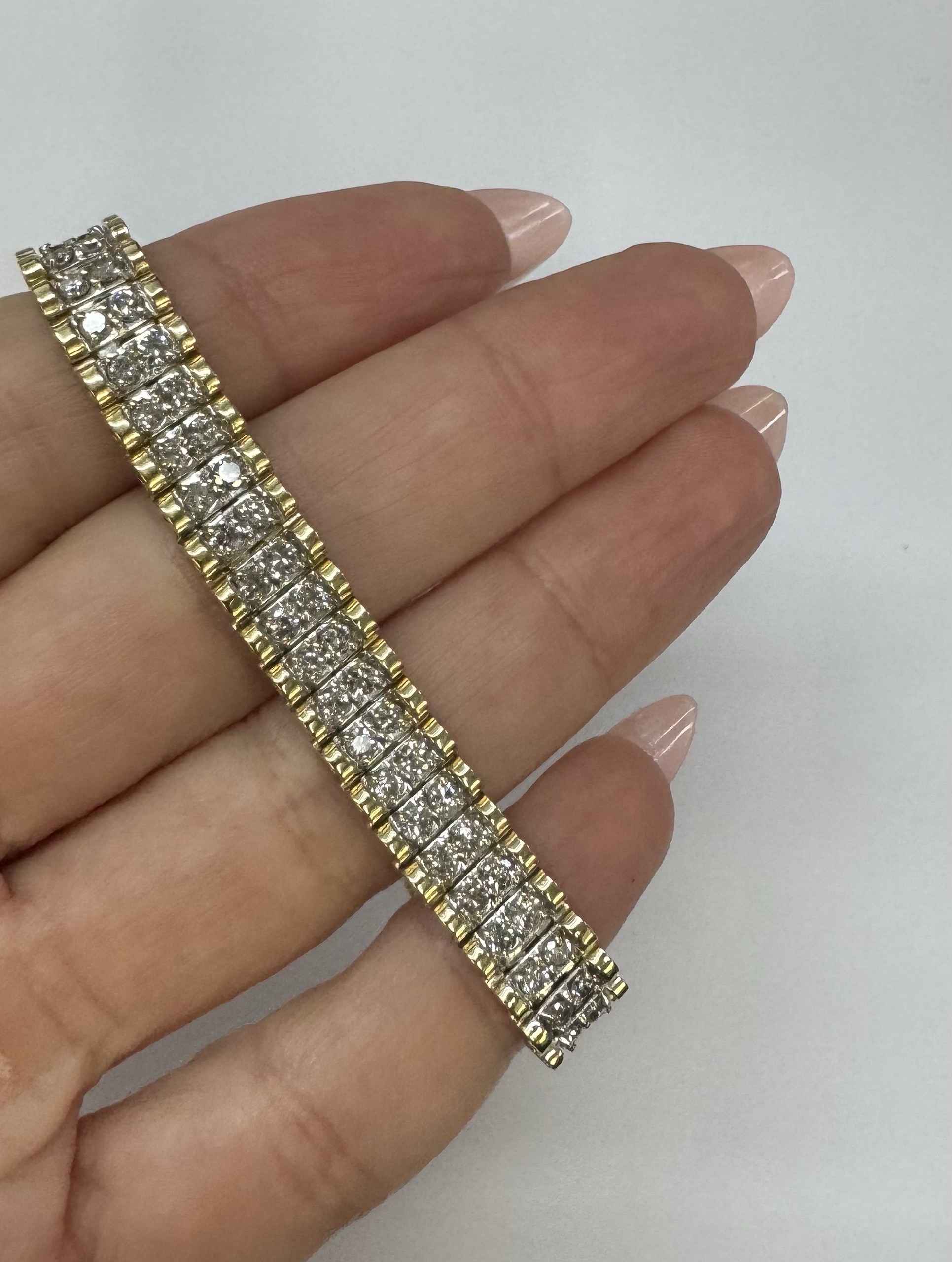 Vintage 14k Two-Tone 4.50 Cttw Genuine Round Brilliant Cut Diamond Bracelet - Image 18