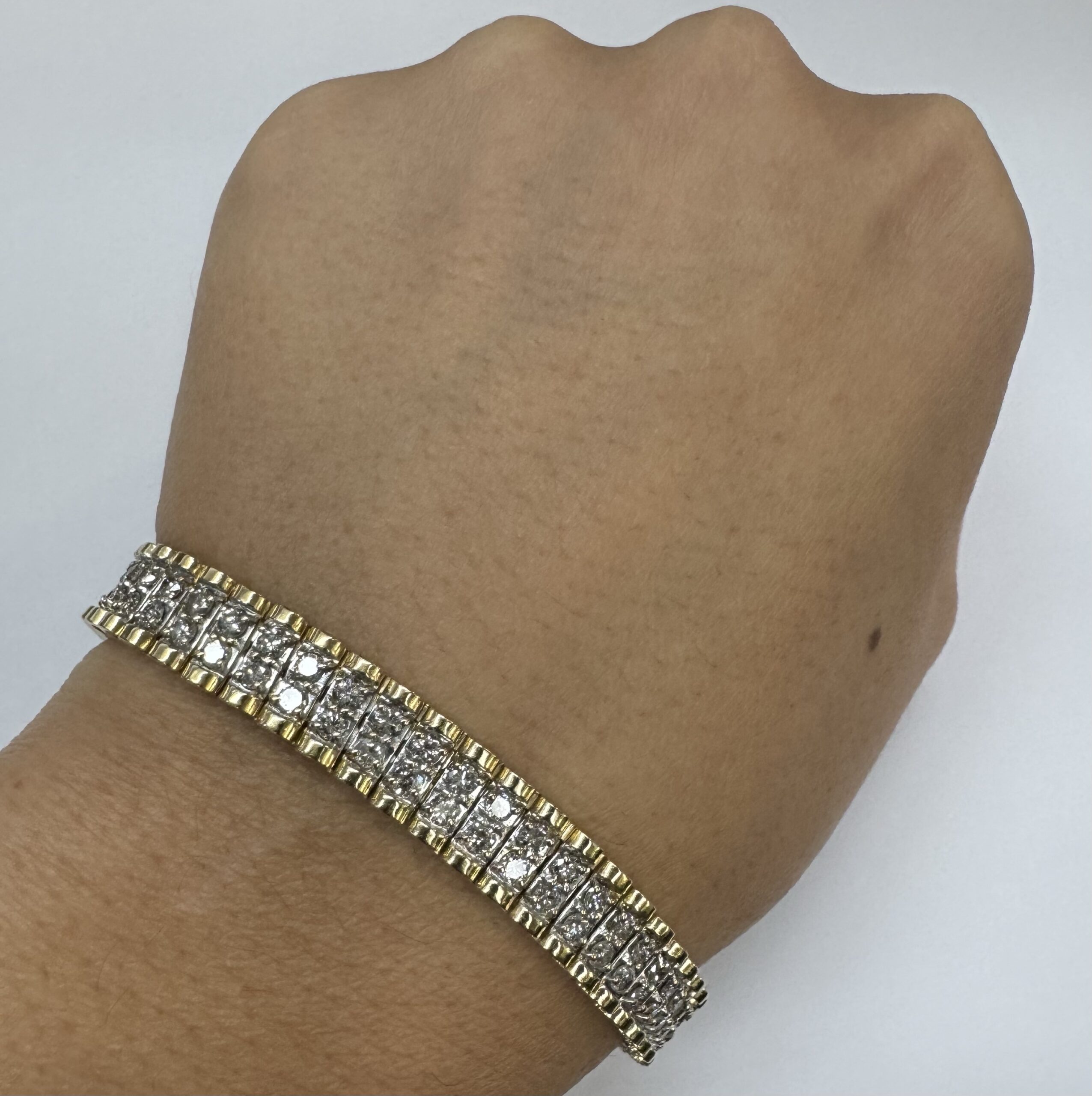 Vintage 14k Two-Tone 4.50 Cttw Genuine Round Brilliant Cut Diamond Bracelet - Image 33