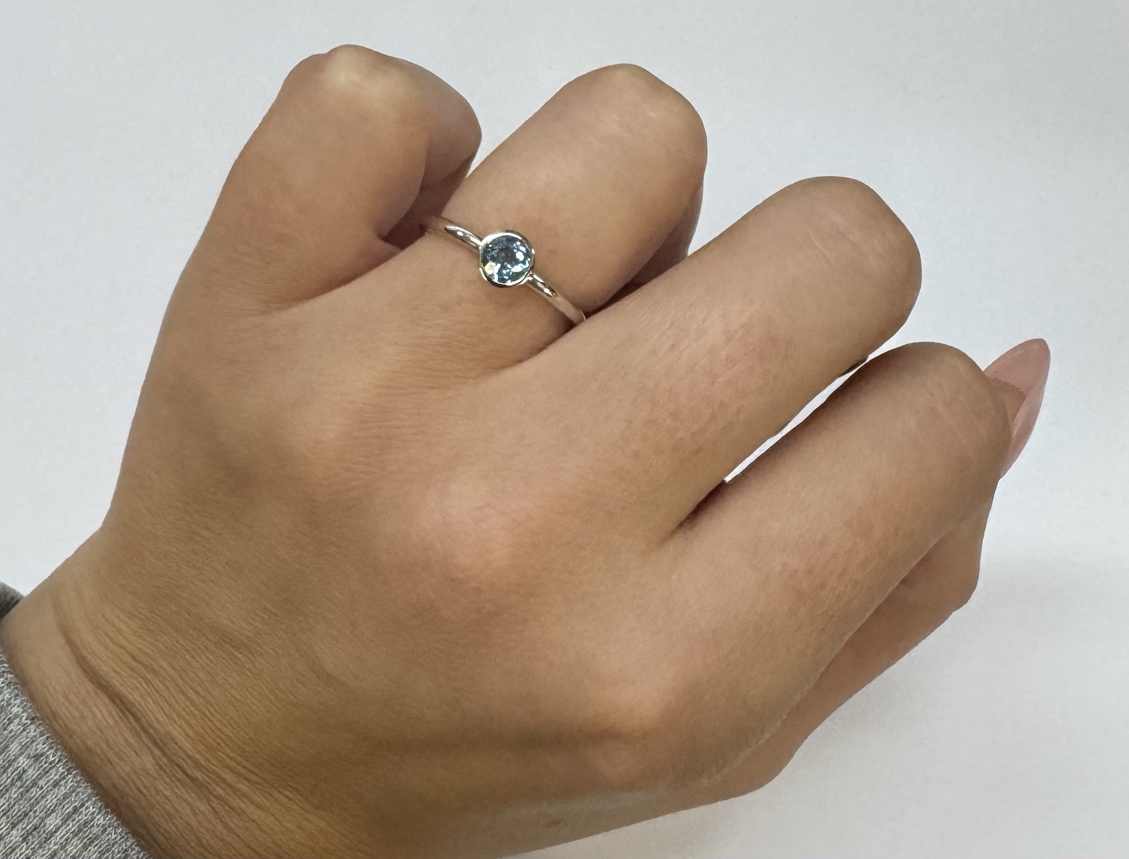 14k White Gold Genuine .34 Cttw Aquamarine Bezel Ring - Image 33