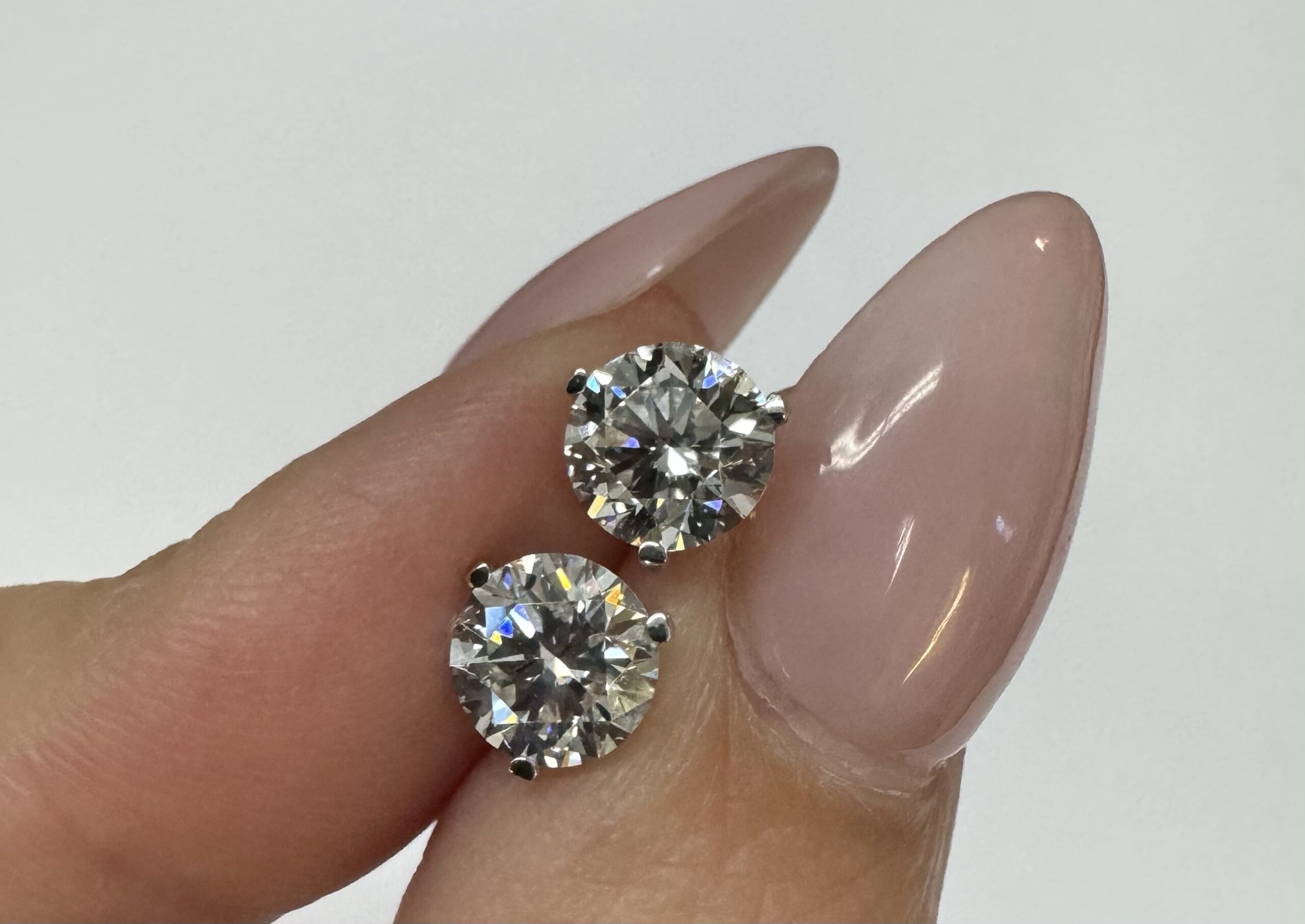 14k White Gold Genuine 2.00 Cttw Round Brilliant Cut Diamond 3 Prong Stud Earrings - Image 9