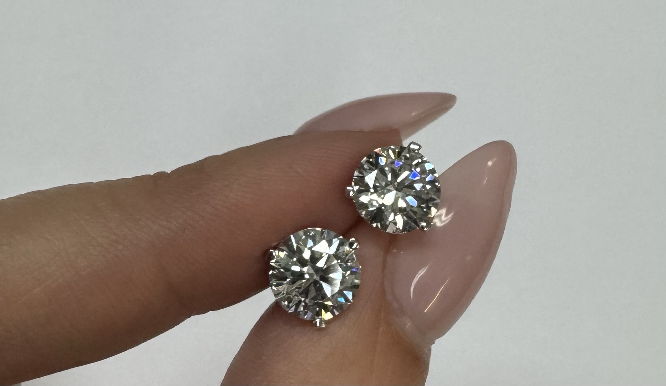 14k White Gold Genuine 3.00 Cttw Lab Grown Round Brilliant Cut Diamond 3 Prong Stud Earrings - Image 7