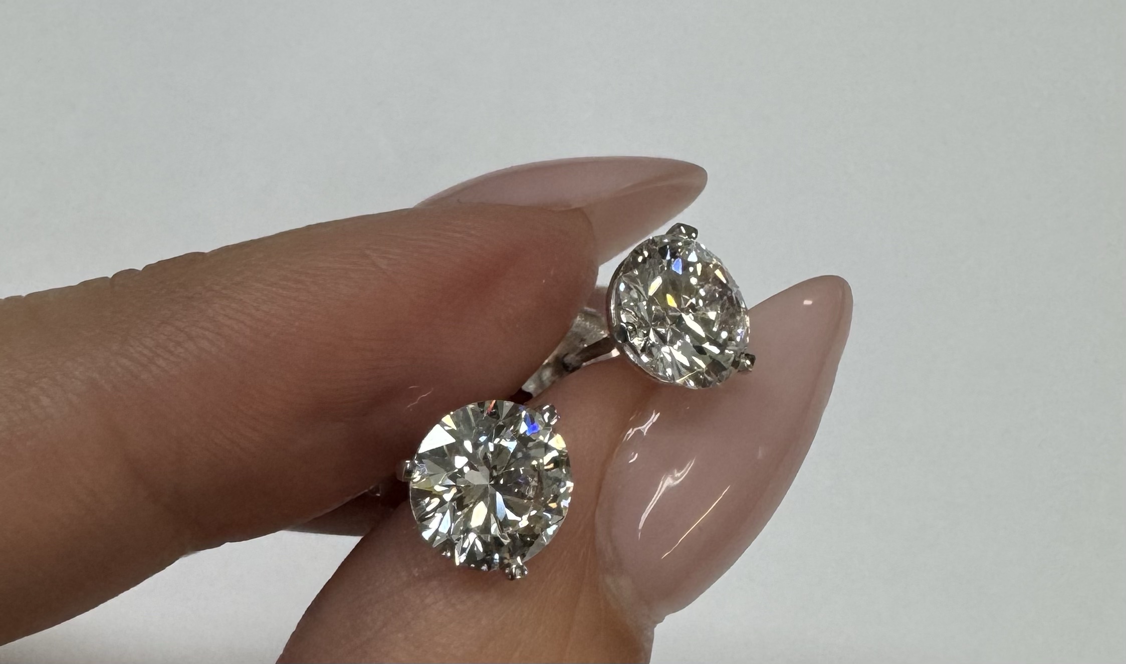 14k White Gold Genuine 3.00 Cttw Lab Grown Round Brilliant Cut Diamond 3 Prong Stud Earrings - Image 11