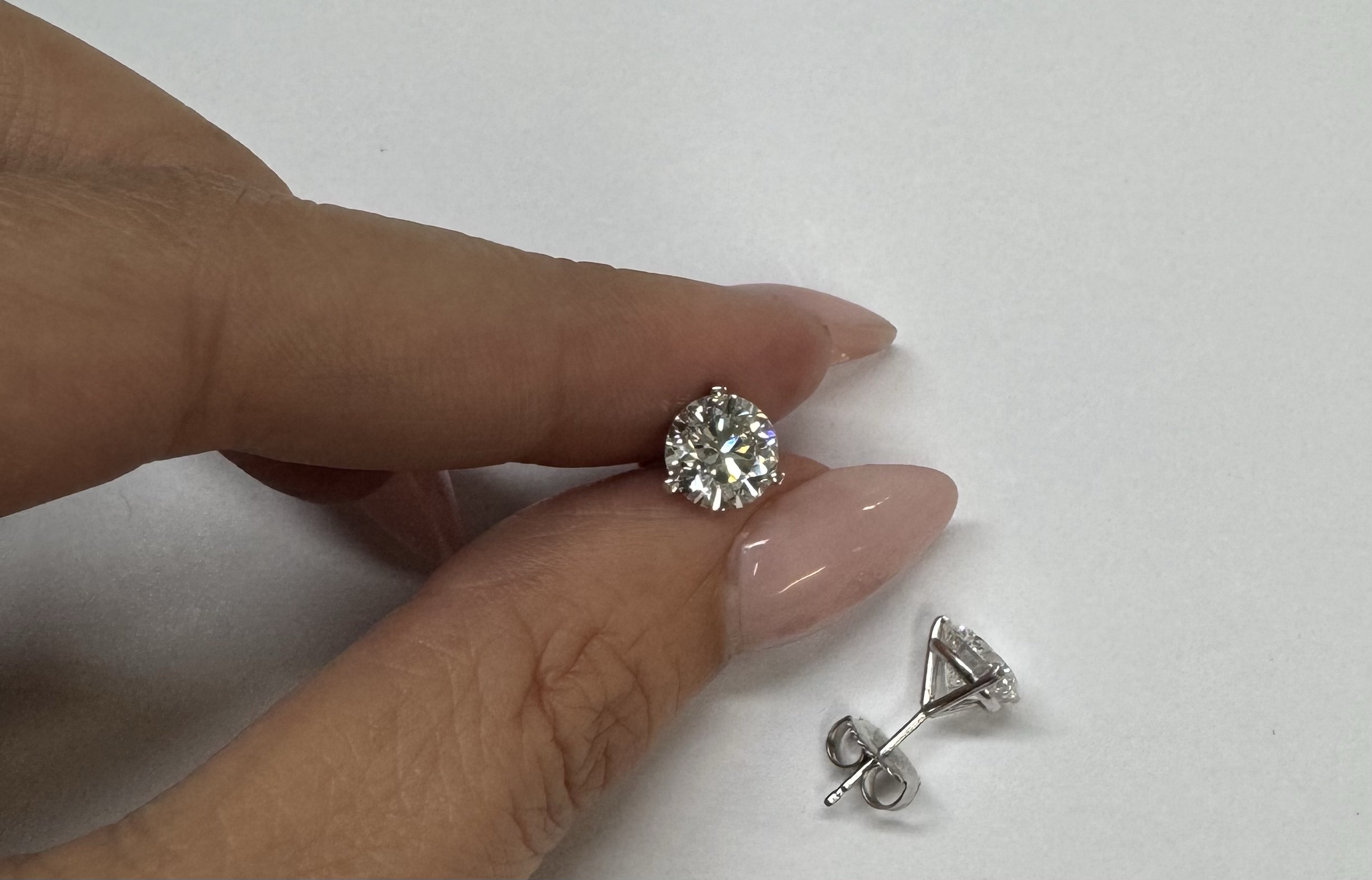 14k White Gold Genuine 3.00 Cttw Lab Grown Round Brilliant Cut Diamond 3 Prong Stud Earrings - Image 15