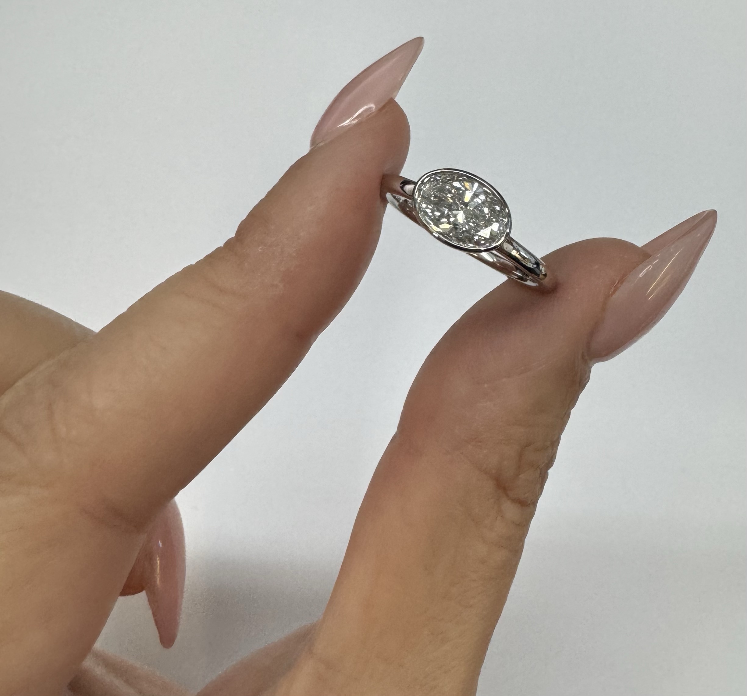 14k White Gold Genuine 1.08 Cttw Lab Grown Bezel Set Diamond Ring - Image 2