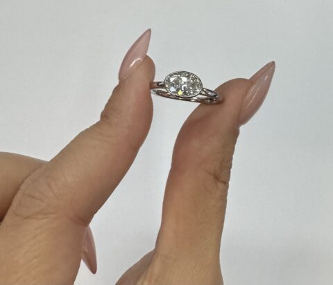 14k White Gold Genuine 1.08 Cttw Lab Grown Bezel Set Diamond Ring