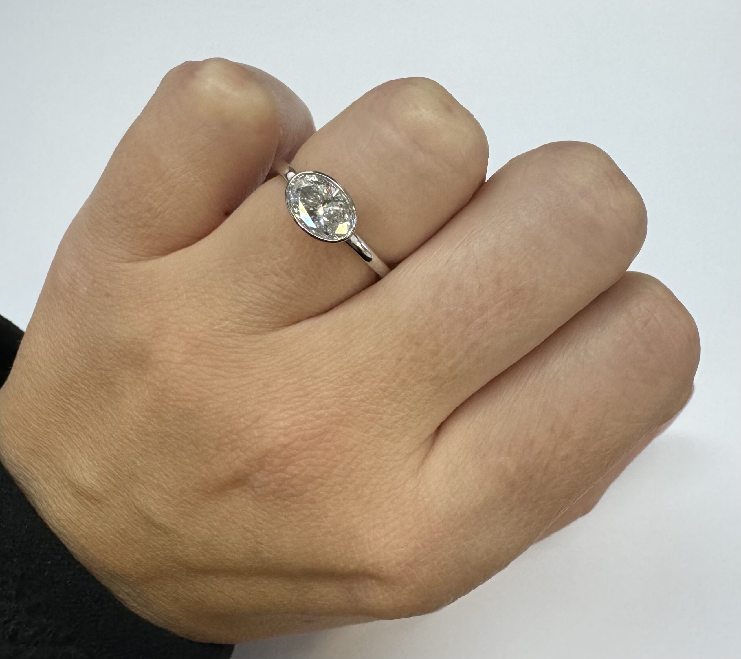 14k White Gold Genuine 1.08 Cttw Lab Grown Bezel Set Diamond Ring - Image 14