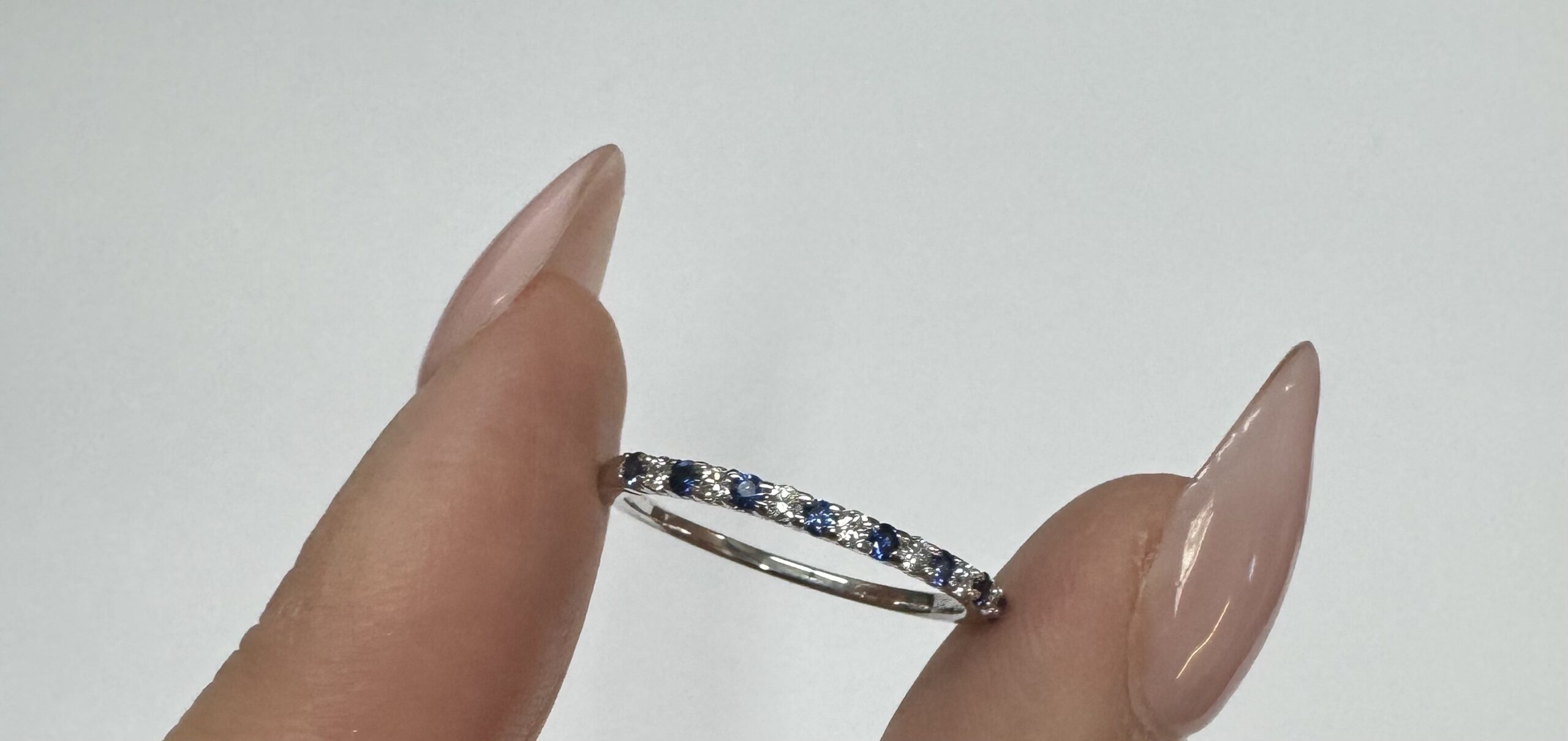 14k White Gold Genuine .16 Cttw Sapphire & .11 Cttw Genuine Diamond Band - Image 15