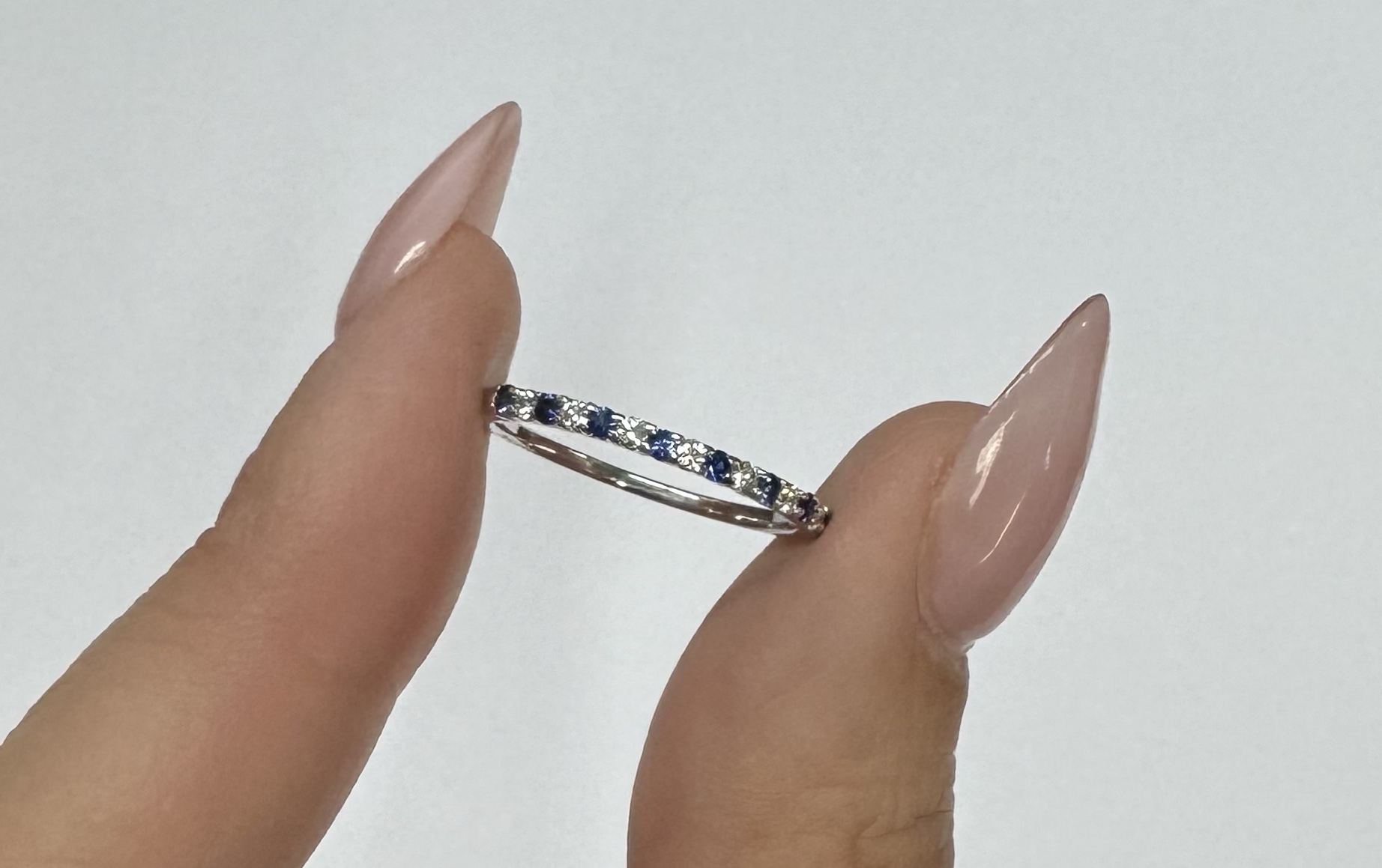 14k White Gold Genuine .16 Cttw Sapphire & .11 Cttw Genuine Diamond Band - Image 17