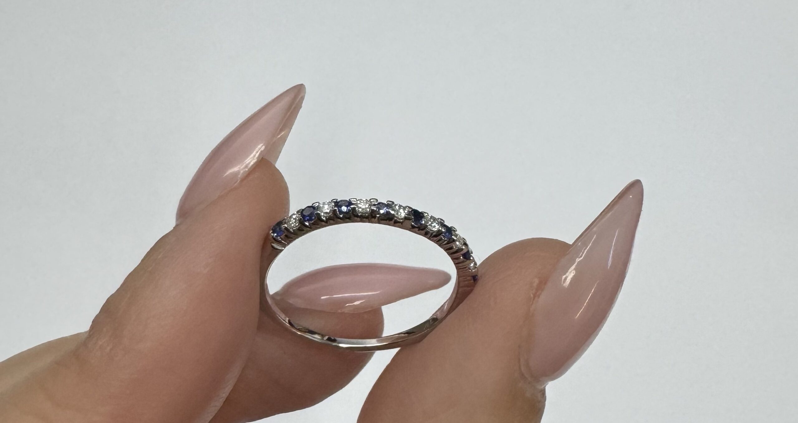 14k White Gold Genuine .16 Cttw Sapphire & .11 Cttw Genuine Diamond Band - Image 18