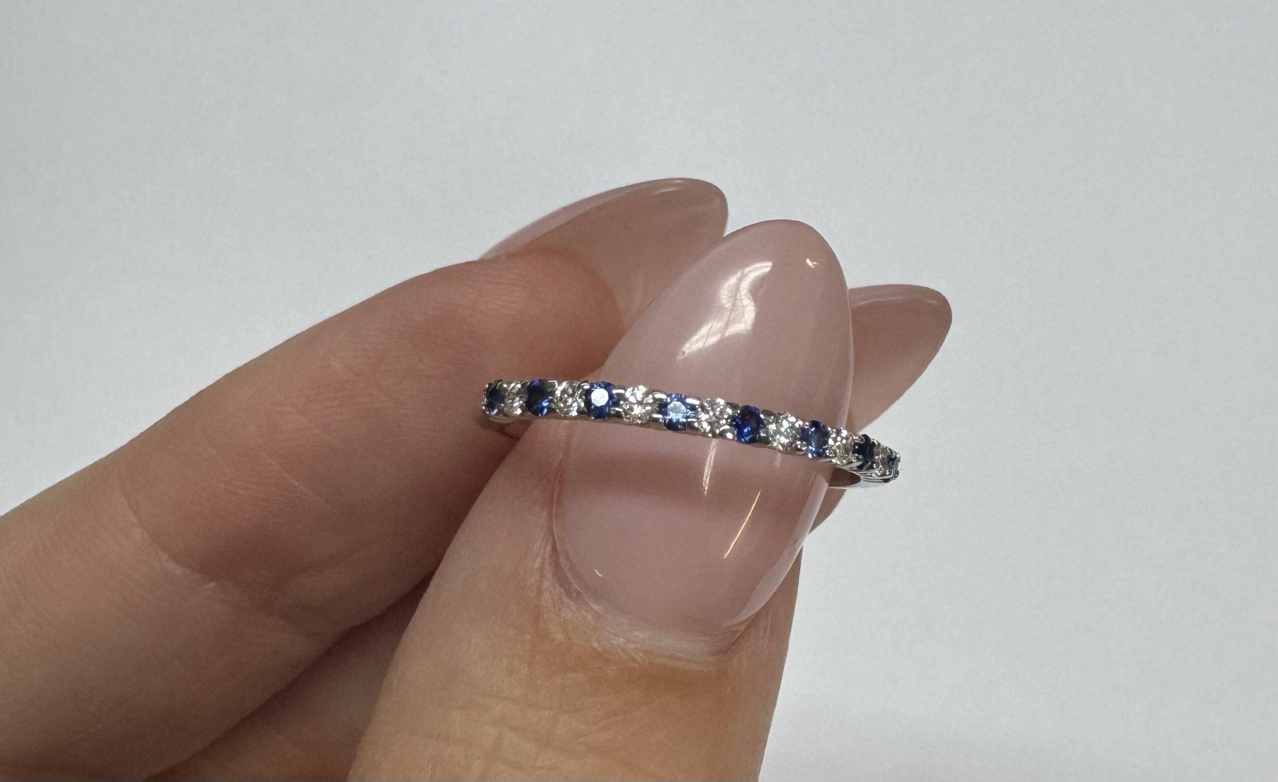 14k White Gold Genuine .16 Cttw Sapphire & .11 Cttw Genuine Diamond Band - Image 20