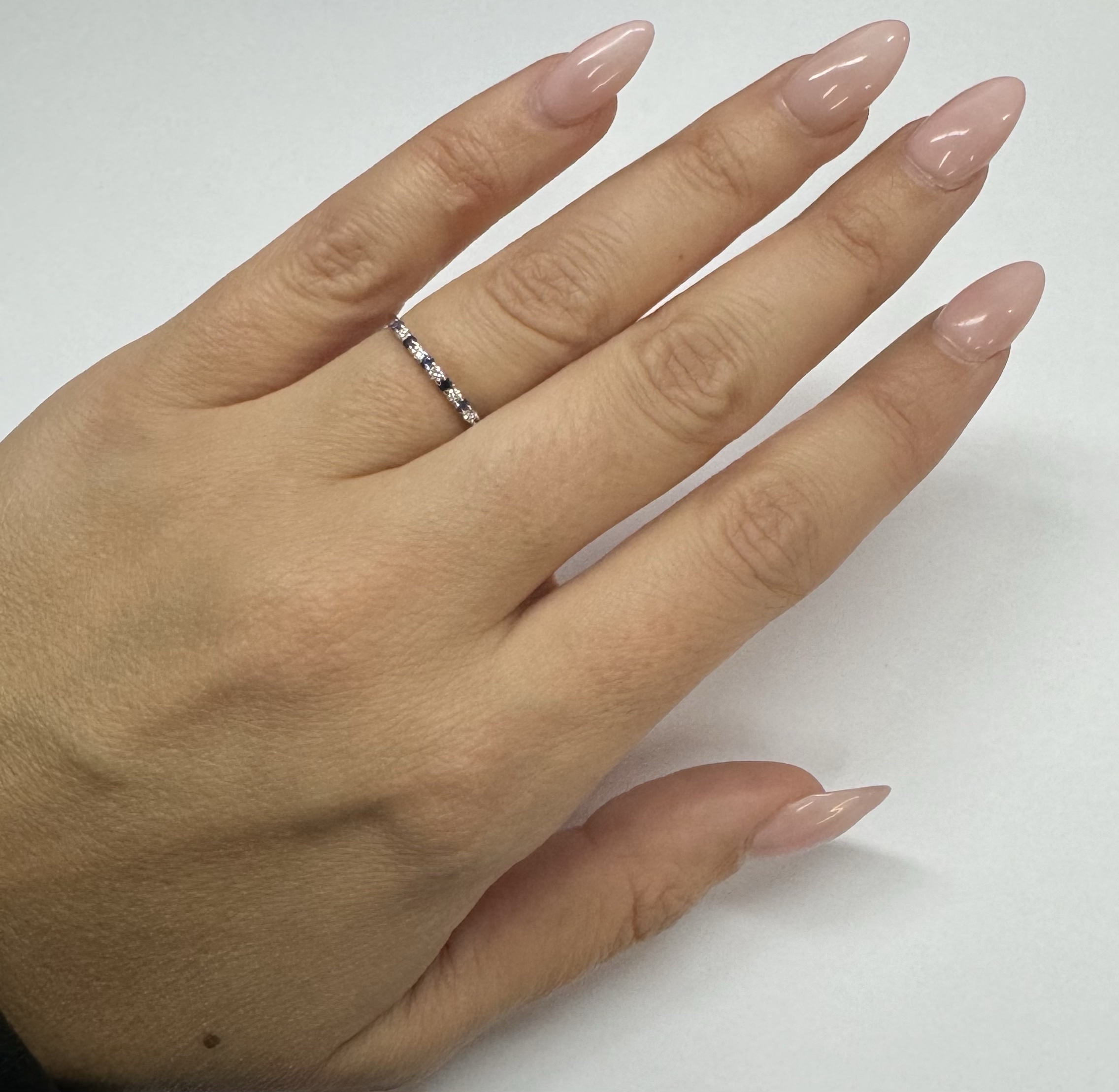 14k White Gold Genuine .16 Cttw Sapphire & .11 Cttw Genuine Diamond Band - Image 21