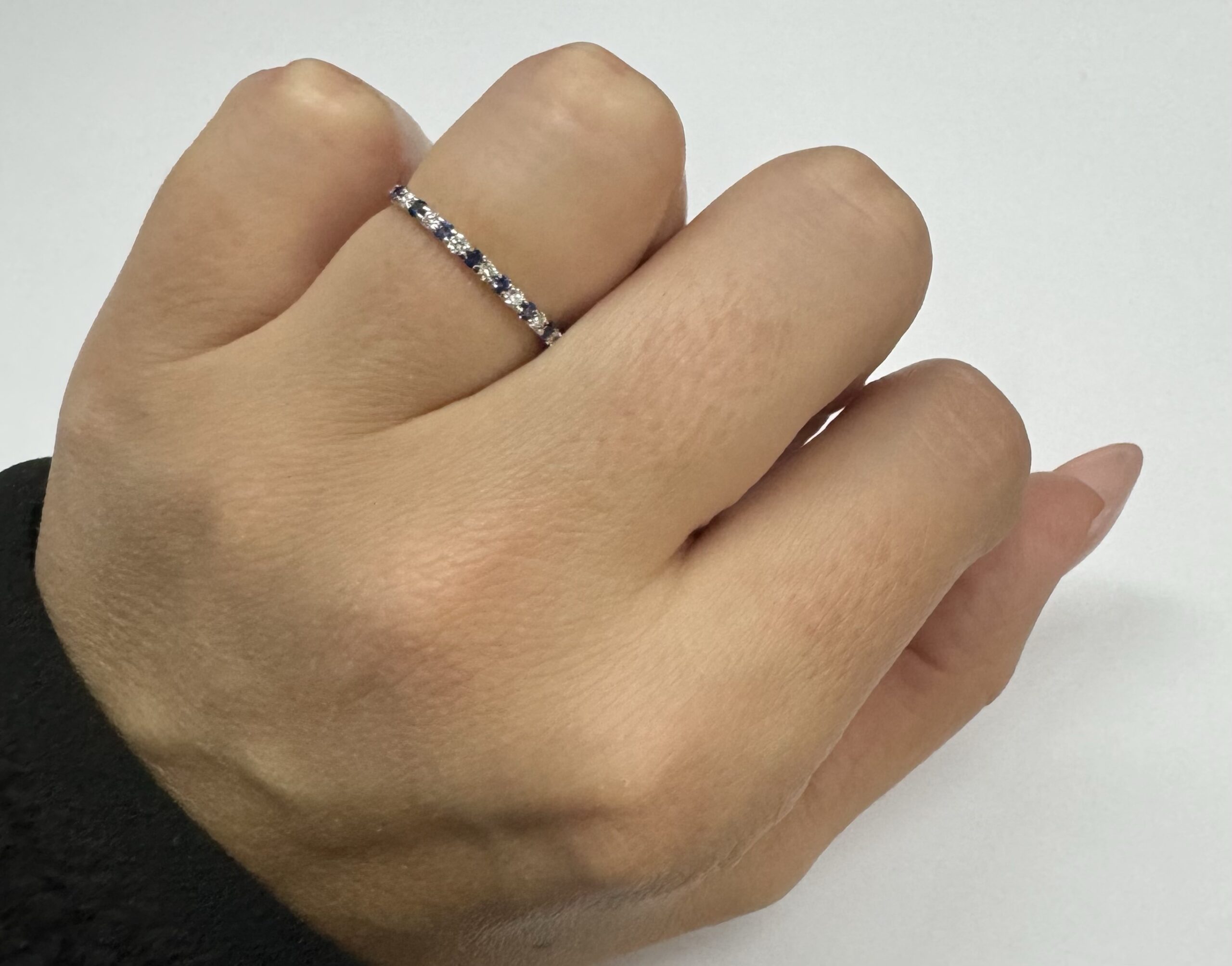 14k White Gold Genuine .16 Cttw Sapphire & .11 Cttw Genuine Diamond Band - Image 22