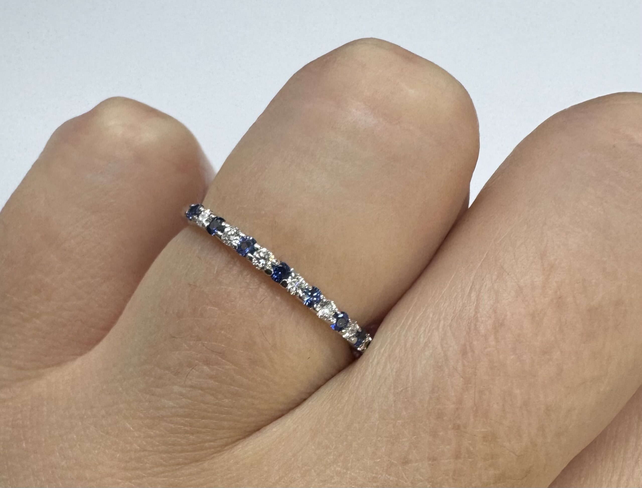 14k White Gold Genuine .16 Cttw Sapphire & .11 Cttw Genuine Diamond Band - Image 23