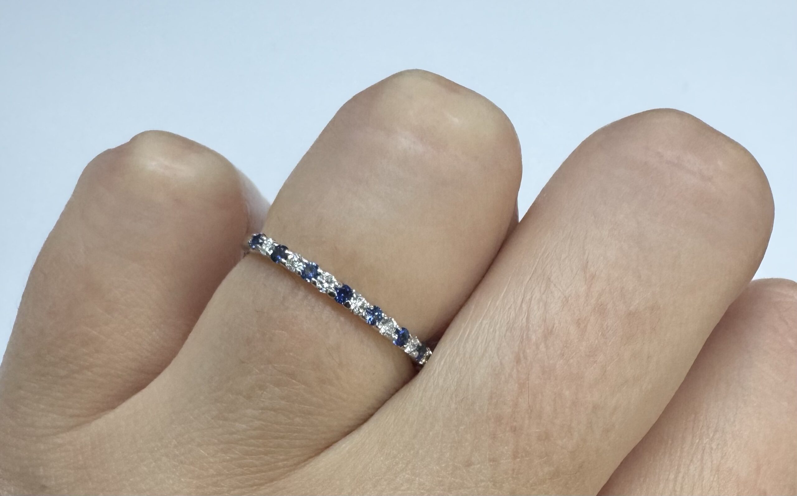 14k White Gold Genuine .16 Cttw Sapphire & .11 Cttw Genuine Diamond Band - Image 24