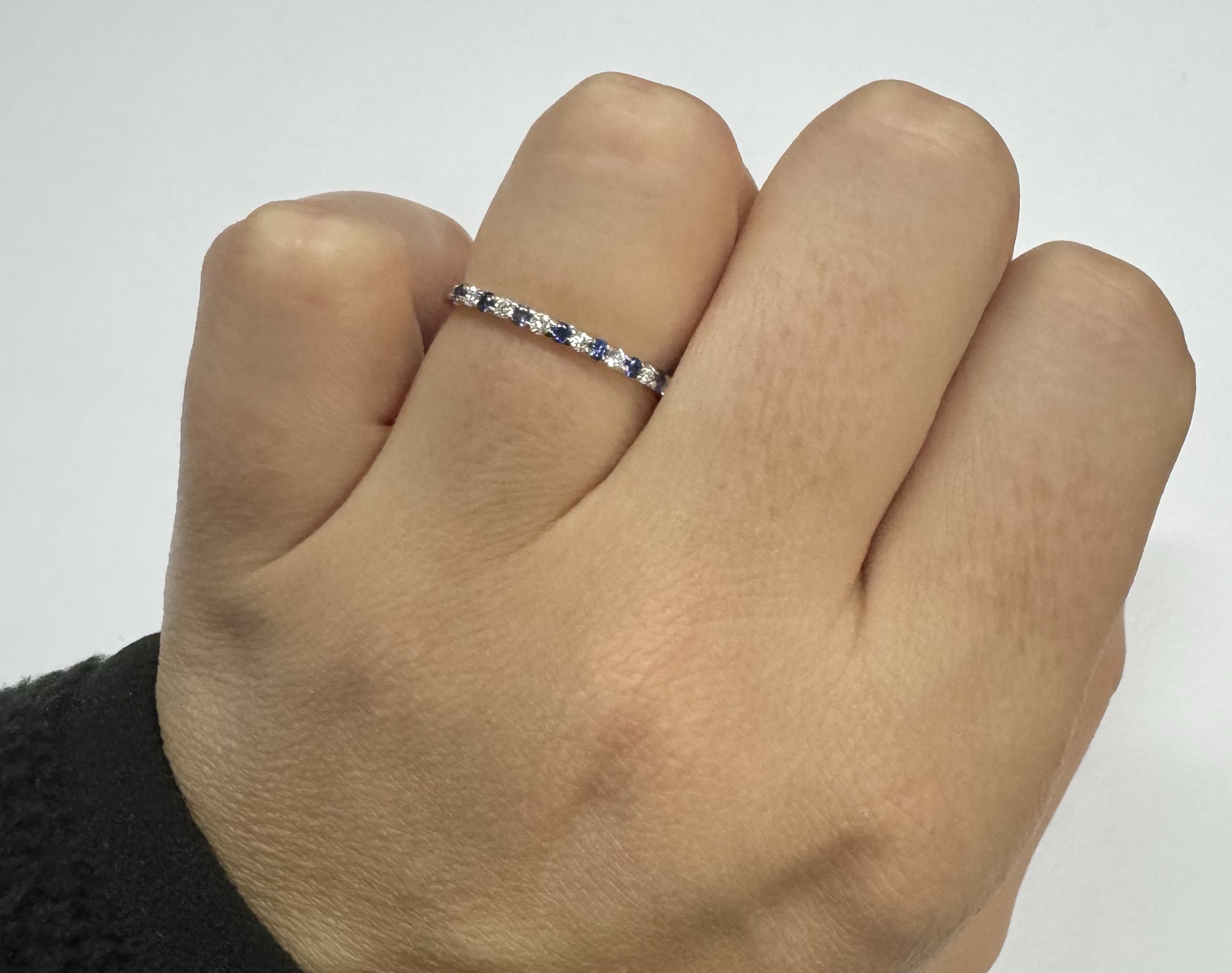 14k White Gold Genuine .16 Cttw Sapphire & .11 Cttw Genuine Diamond Band - Image 26