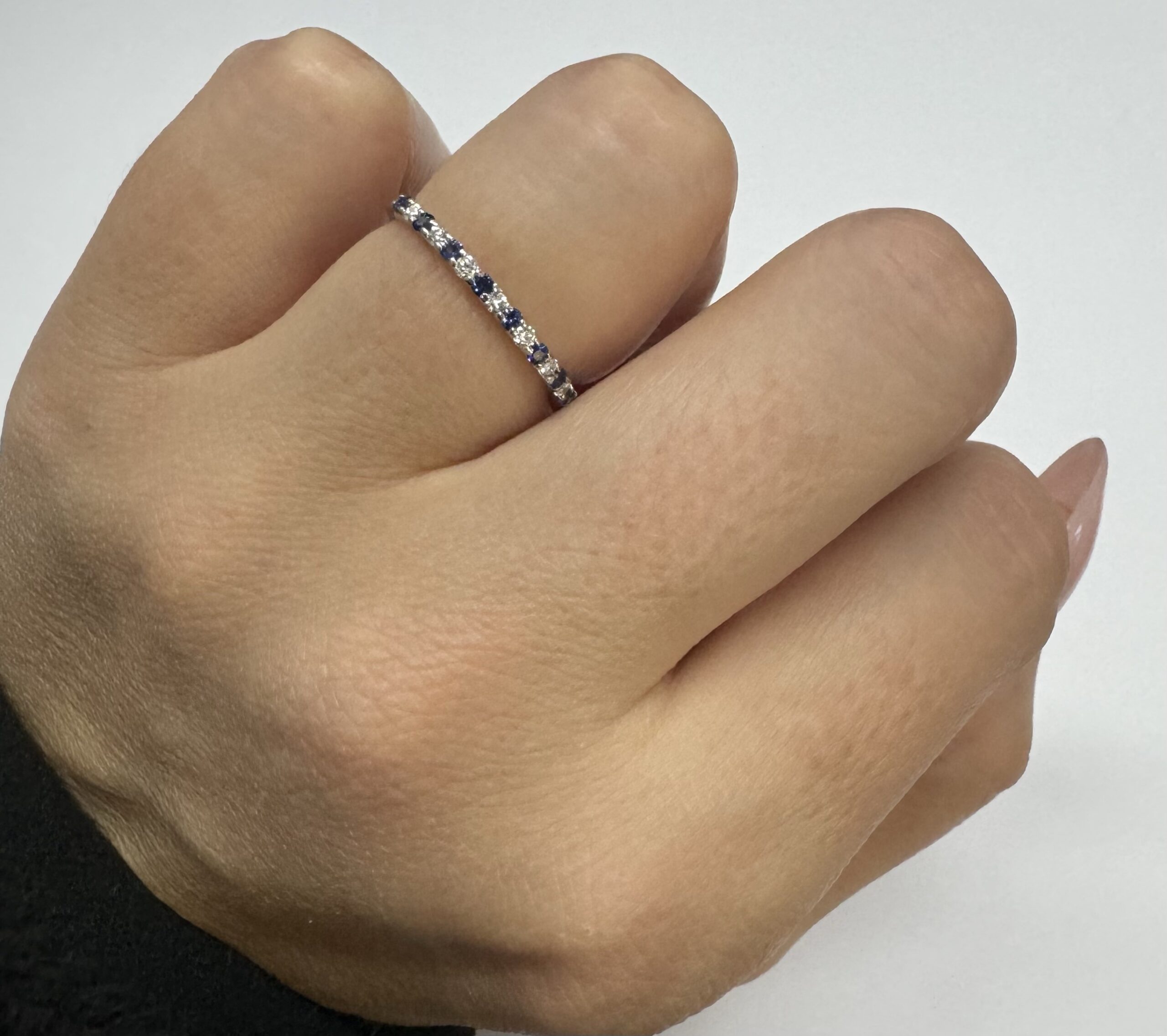 14k White Gold Genuine .16 Cttw Sapphire & .11 Cttw Genuine Diamond Band - Image 27