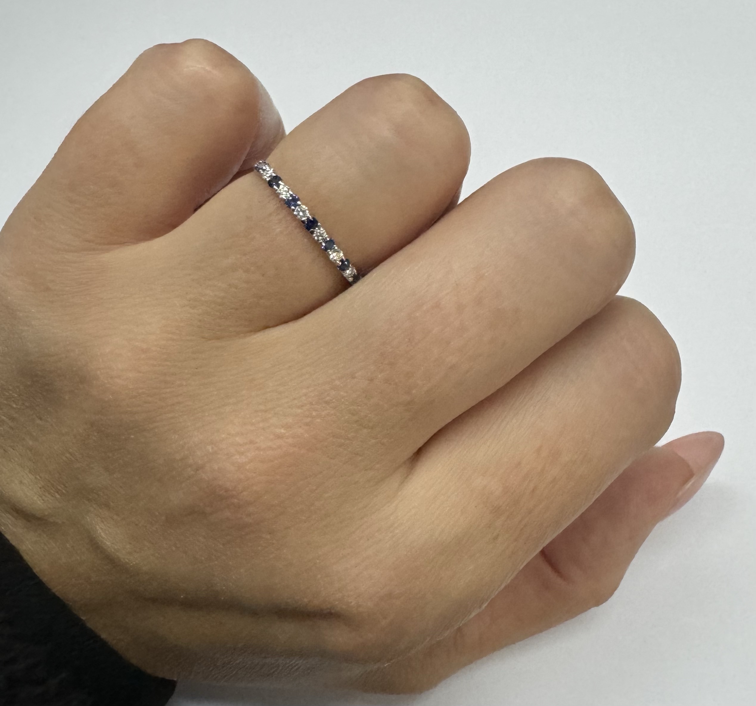 14k White Gold Genuine .16 Cttw Sapphire & .11 Cttw Genuine Diamond Band - Image 30