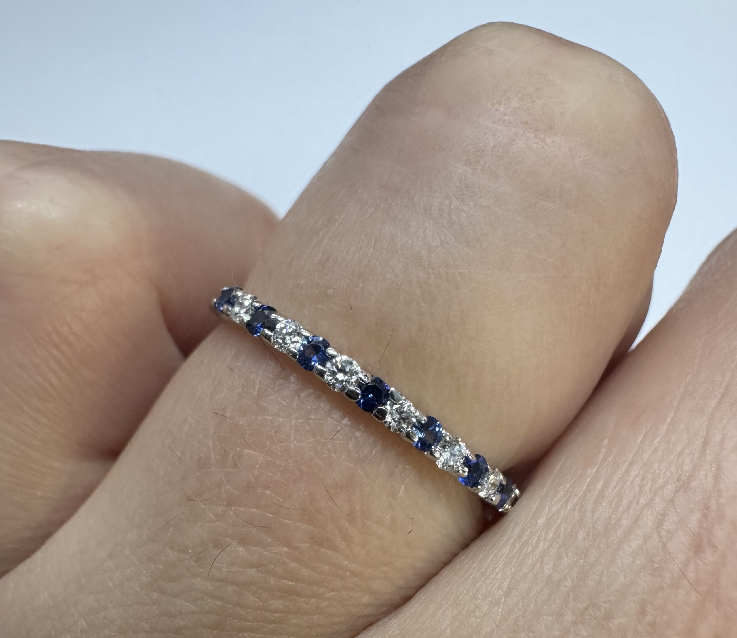 14k White Gold Genuine .16 Cttw Sapphire & .11 Cttw Genuine Diamond Band - Image 33