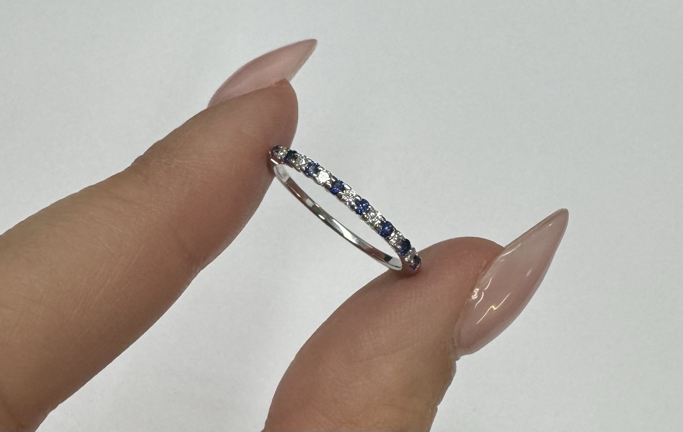 14k White Gold Genuine .16 Cttw Sapphire & .11 Cttw Genuine Diamond Band - Image 34