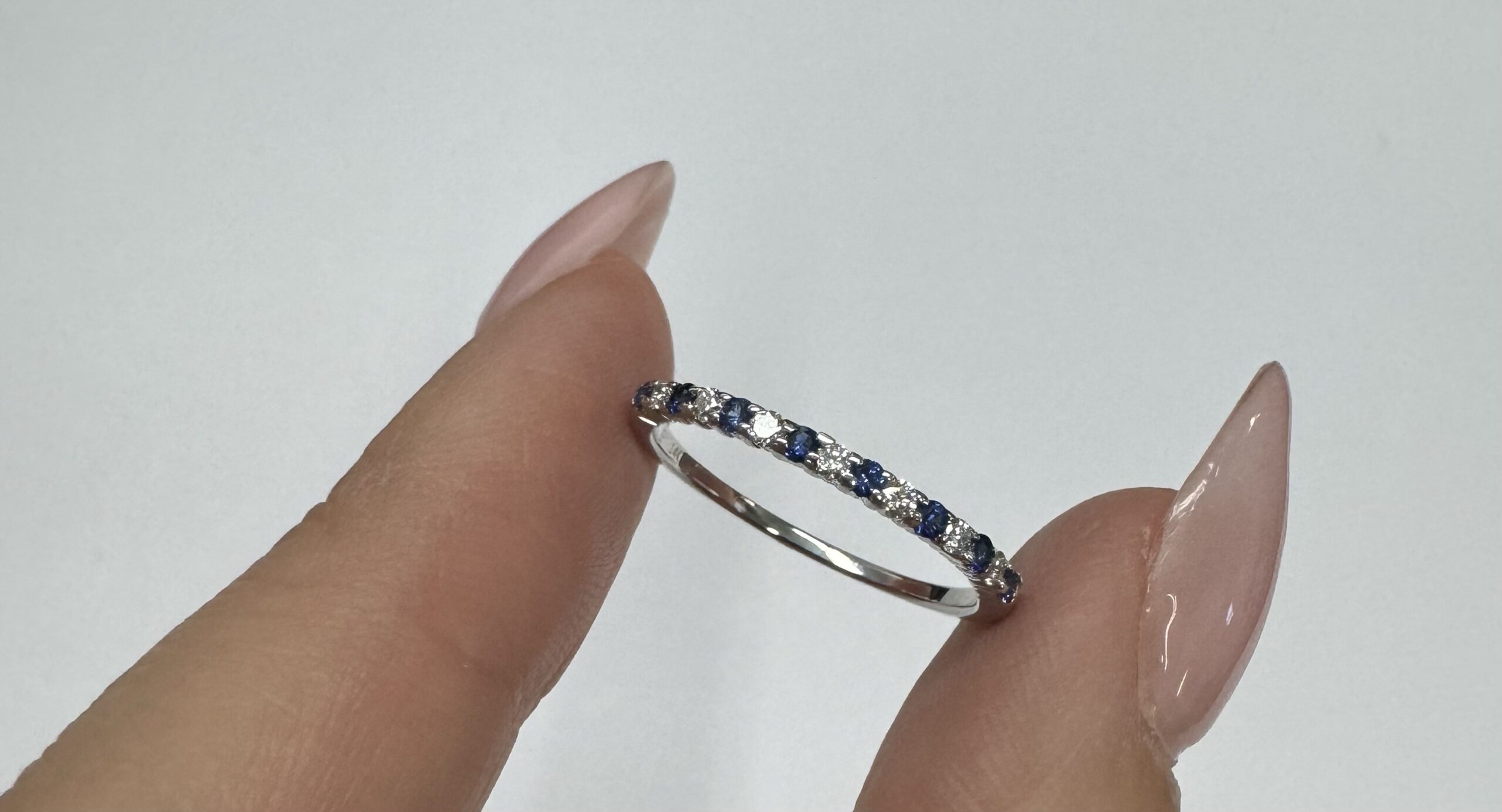 14k White Gold Genuine .16 Cttw Sapphire & .11 Cttw Genuine Diamond Band - Image 35