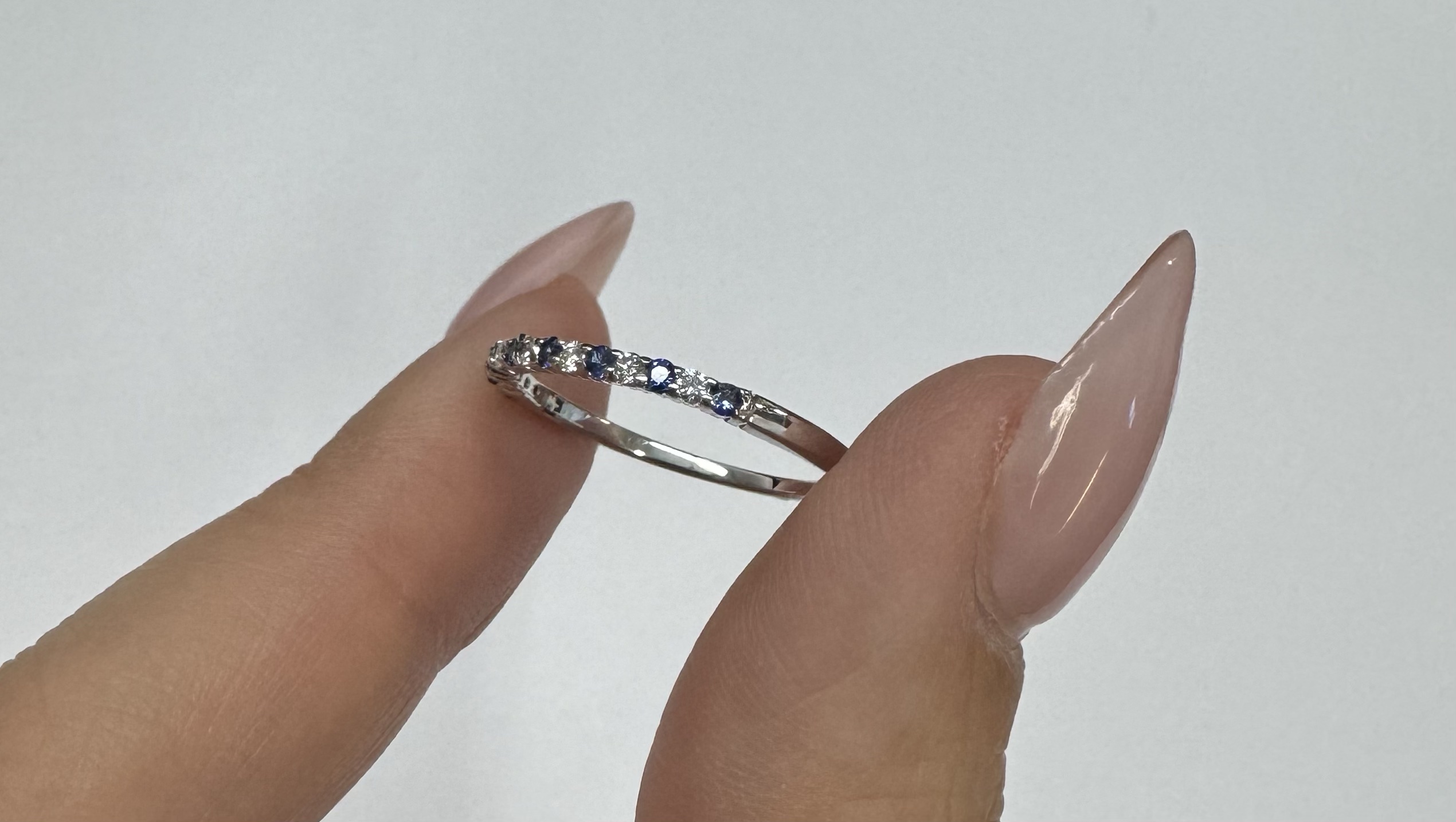 14k White Gold Genuine .16 Cttw Sapphire & .11 Cttw Genuine Diamond Band - Image 36