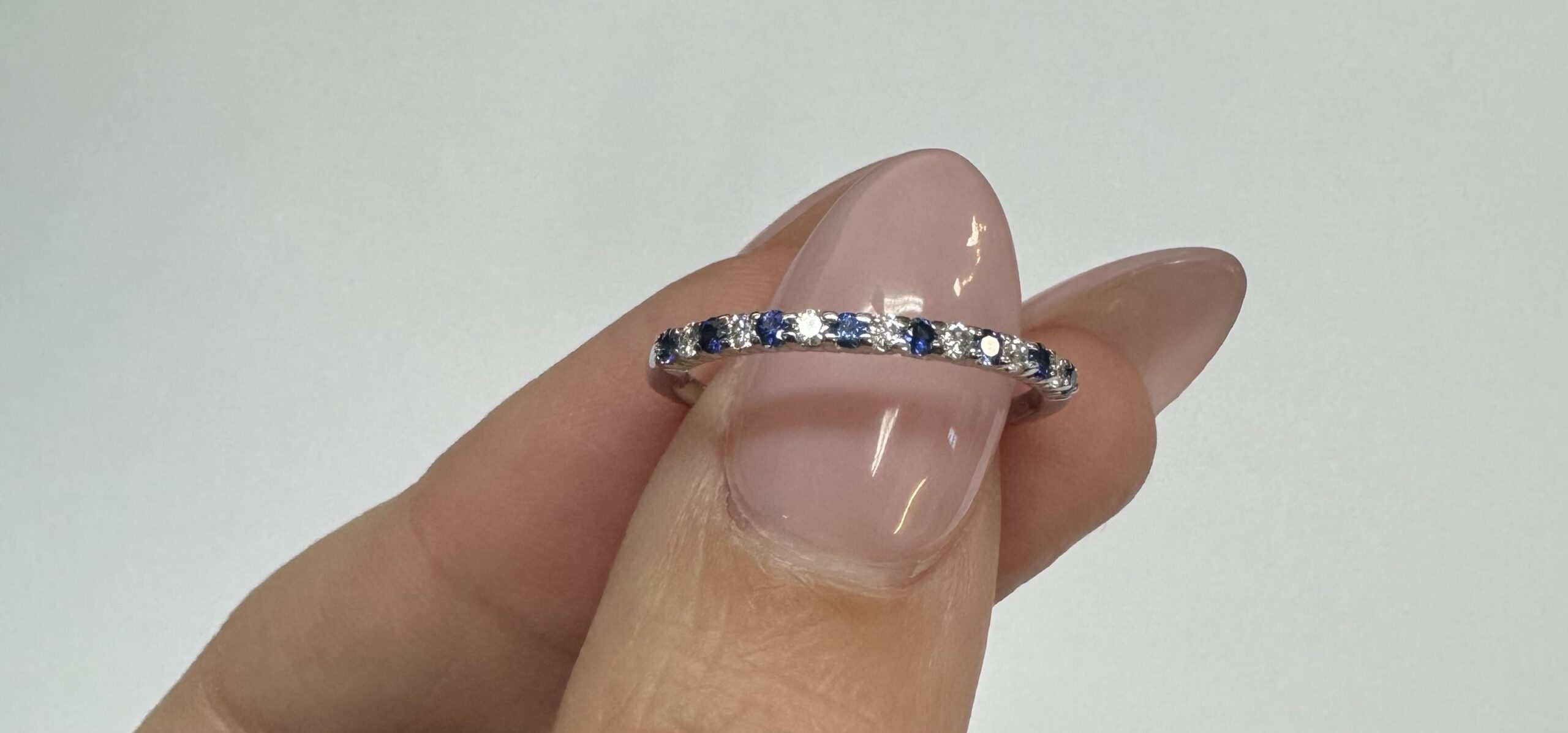 14k White Gold Genuine .16 Cttw Sapphire & .11 Cttw Genuine Diamond Band - Image 38