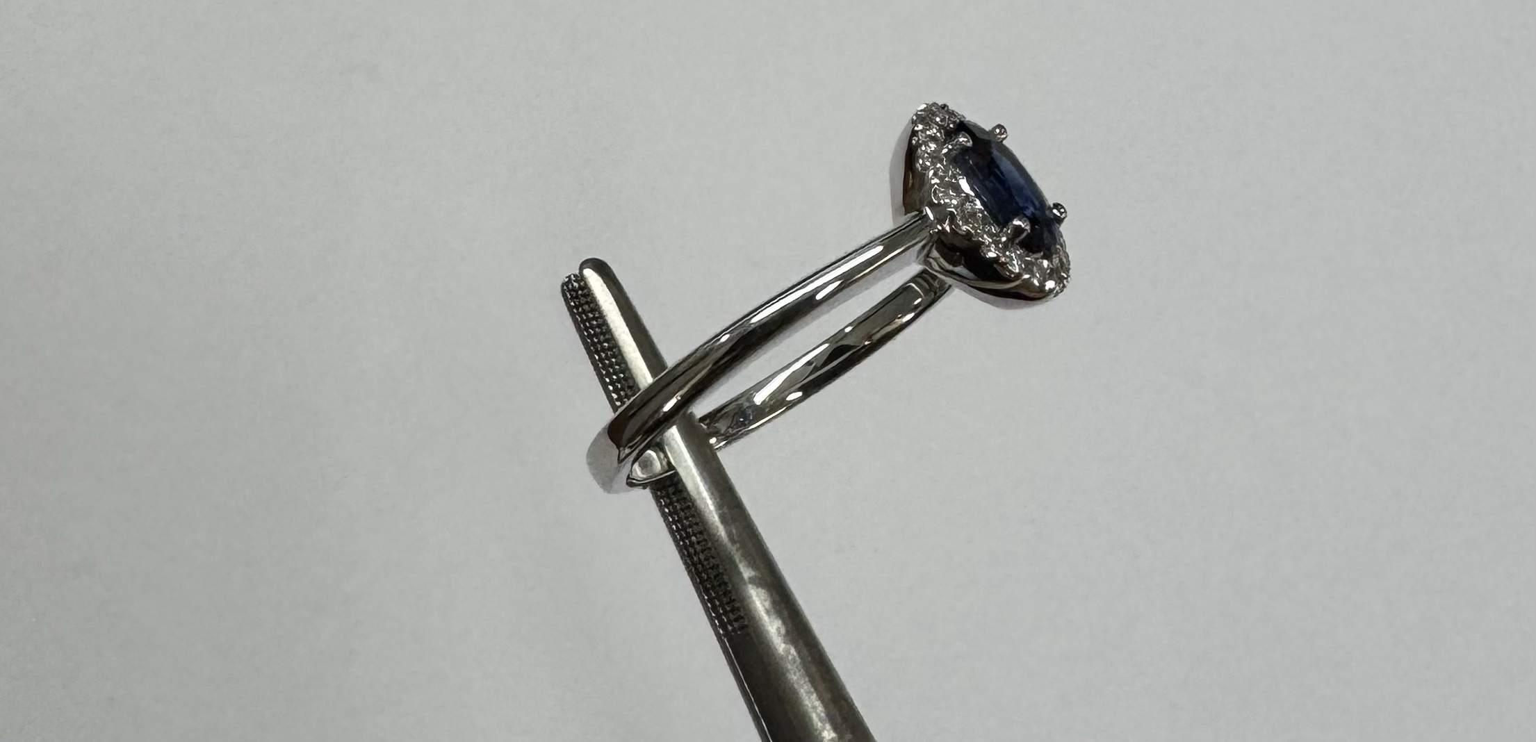 18k White Gold Genuine .63 Cttw Sapphire & Diamond Halo Ring - Image 13