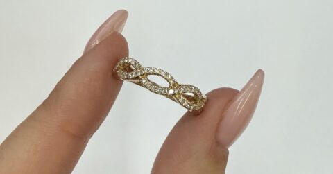 14k Yellow Gold Genuine .35 Cttw Braided Diamond Band