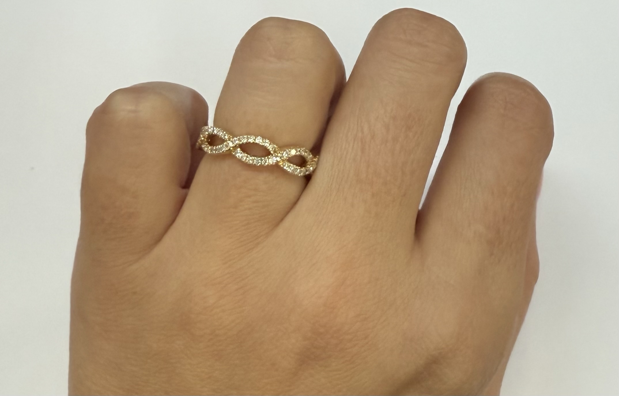 14k Yellow Gold Genuine .35 Cttw Braided Diamond Band - Image 20