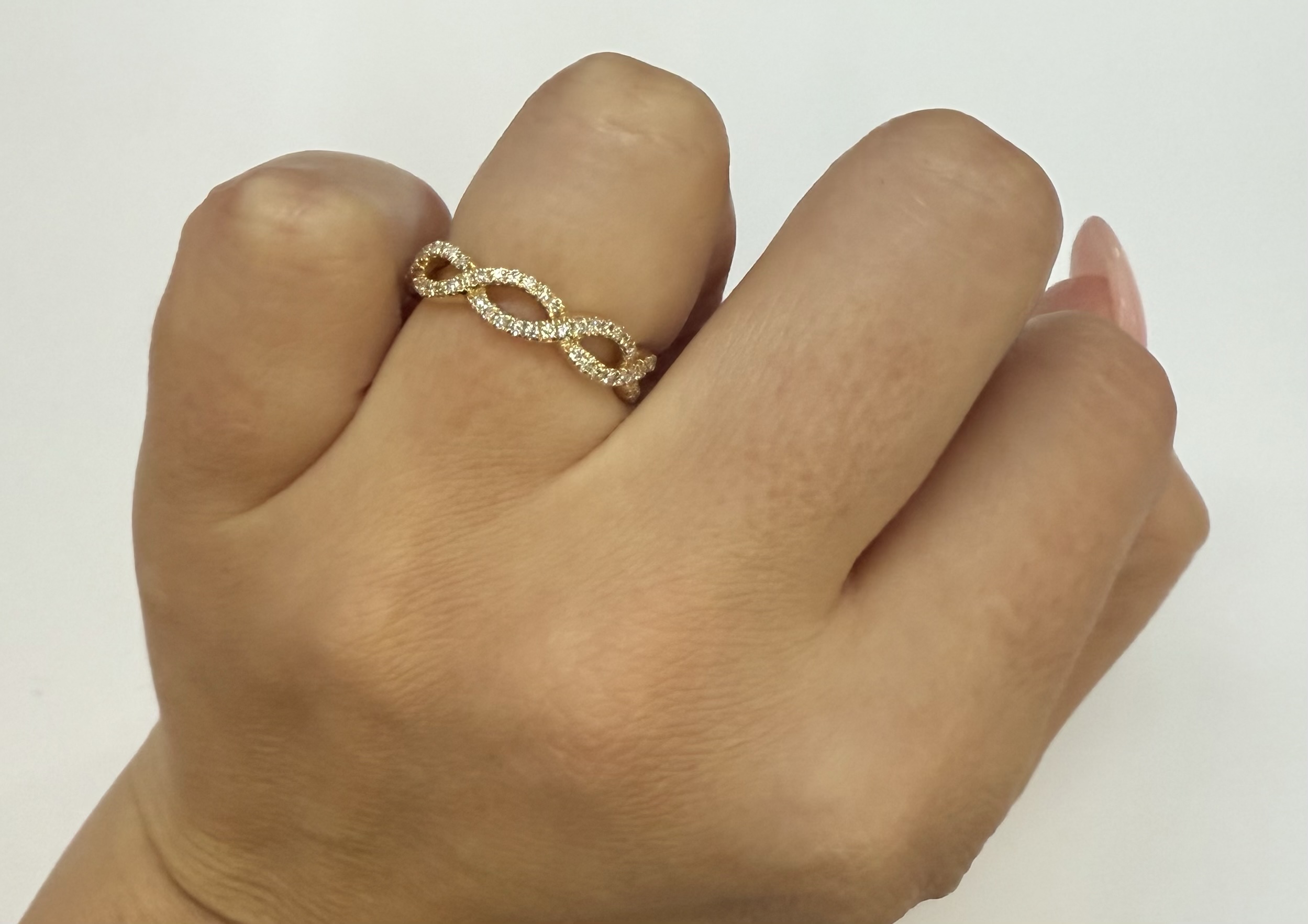 14k Yellow Gold Genuine .35 Cttw Braided Diamond Band - Image 21