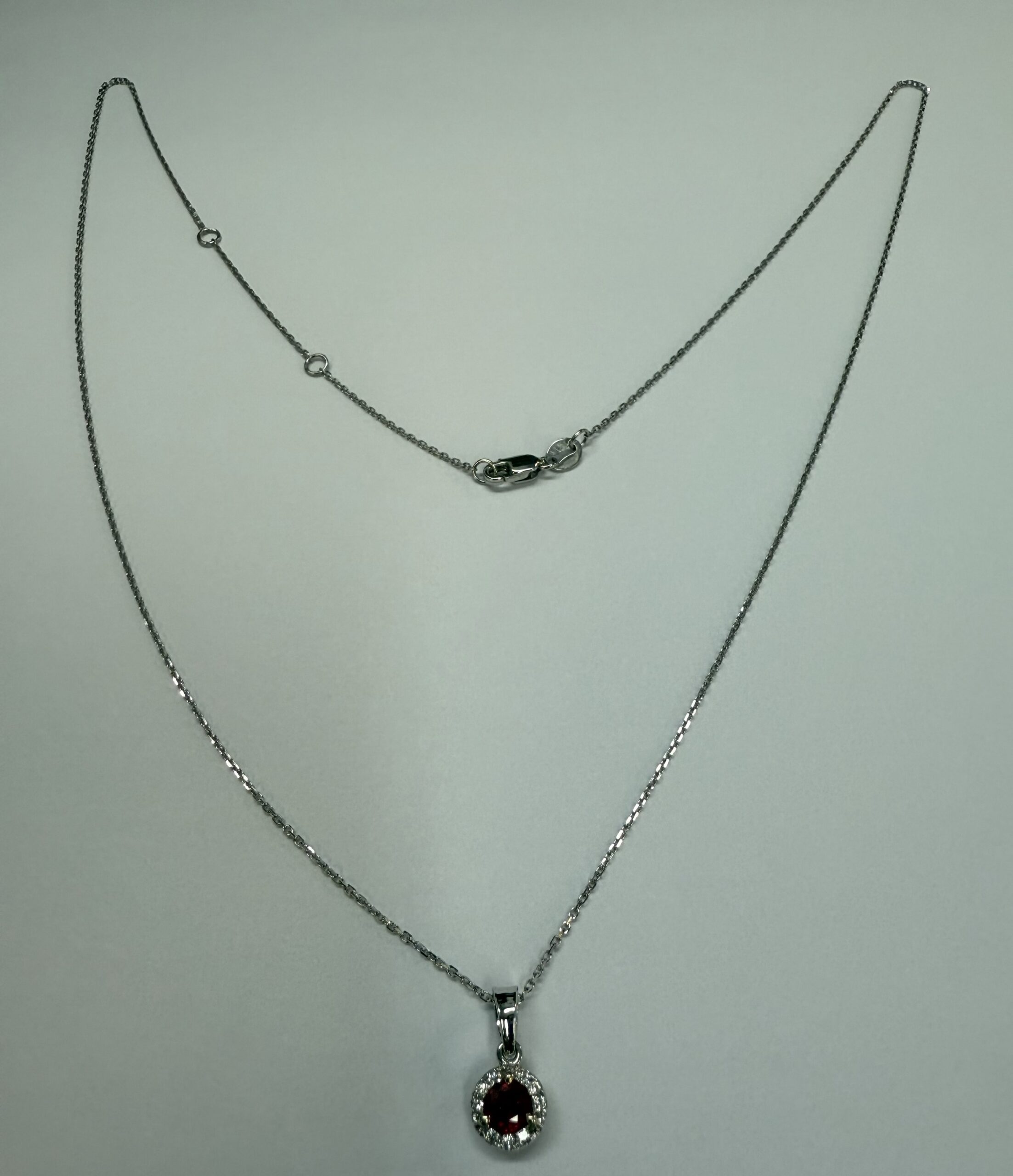 14k White Gold Genuine .32 Cttw Ruby & Diamond Halo Pendant - Image 15