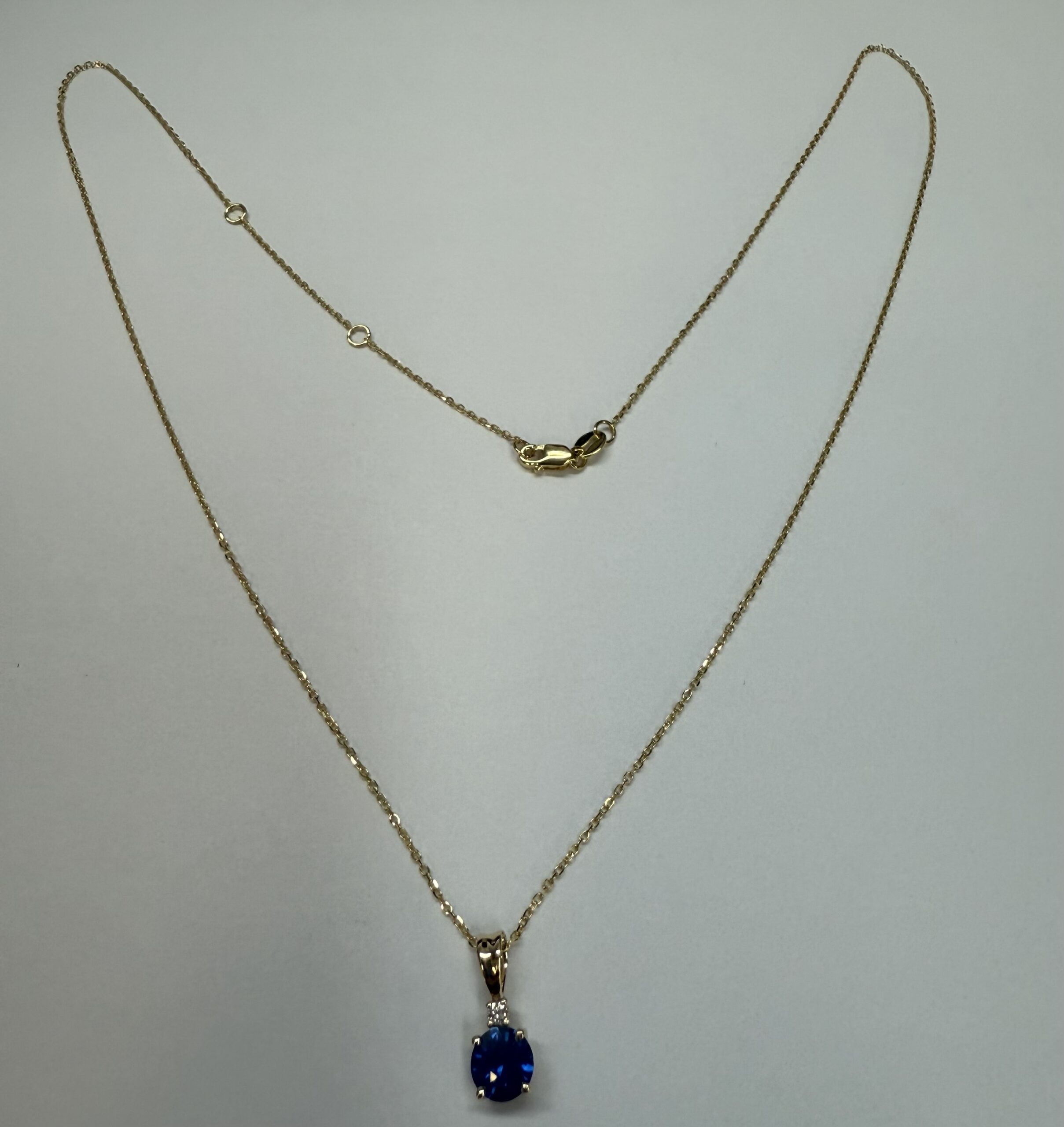 14k Yellow Gold .66 Cttw Ceylon Sapphire & Diamond Pendant