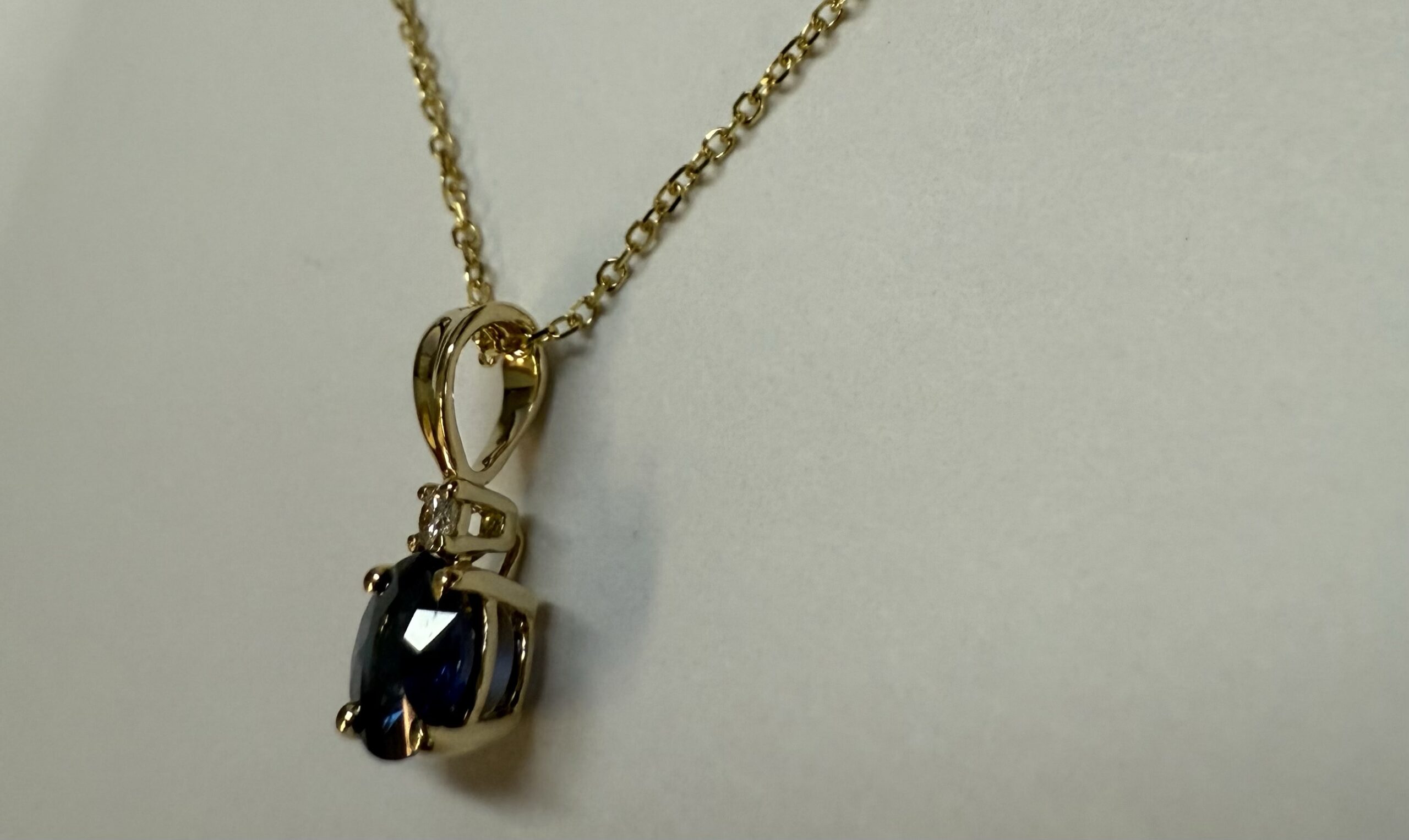 14k Yellow Gold .66 Cttw Ceylon Sapphire & Diamond Pendant - Image 7