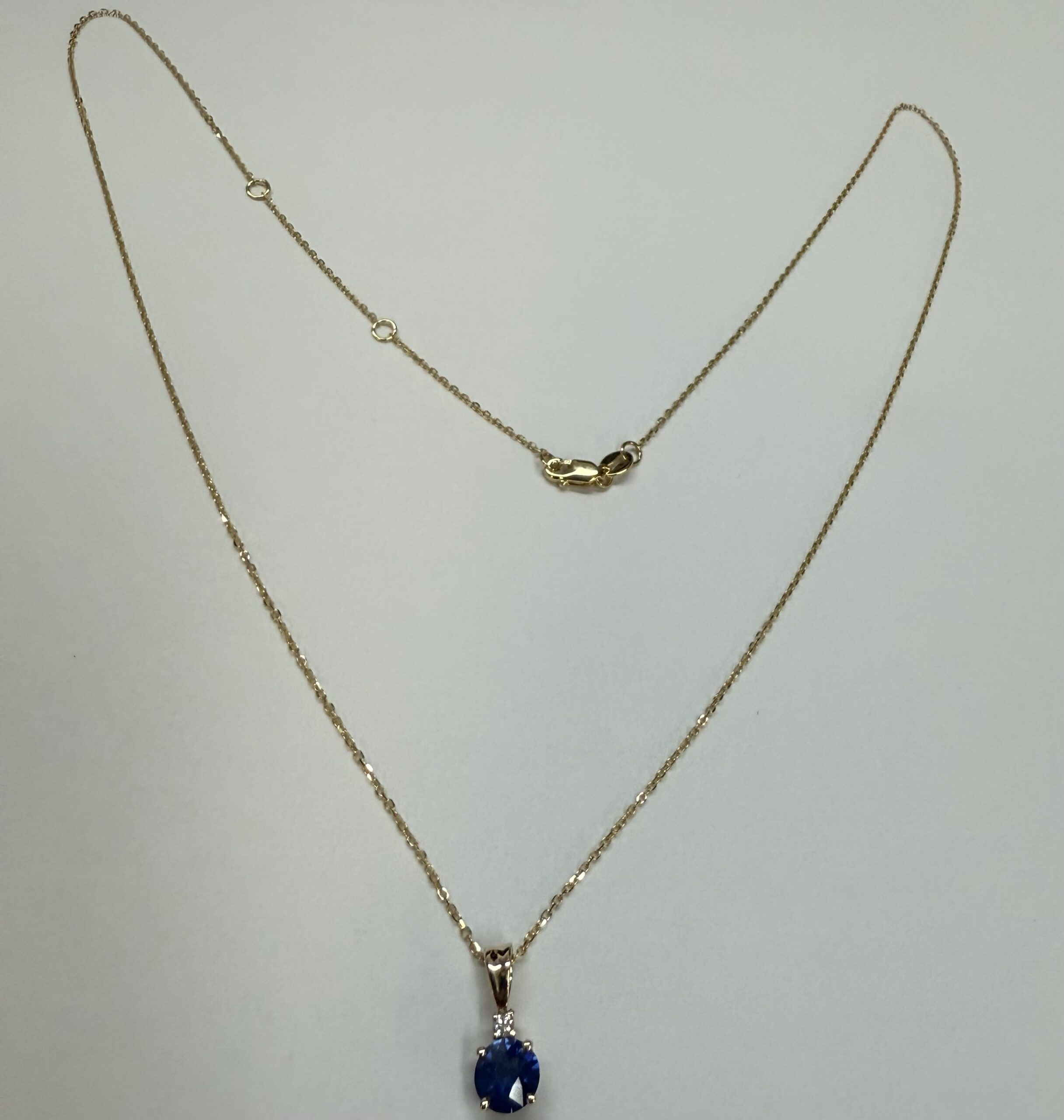 14k Yellow Gold .66 Cttw Ceylon Sapphire & Diamond Pendant - Image 8