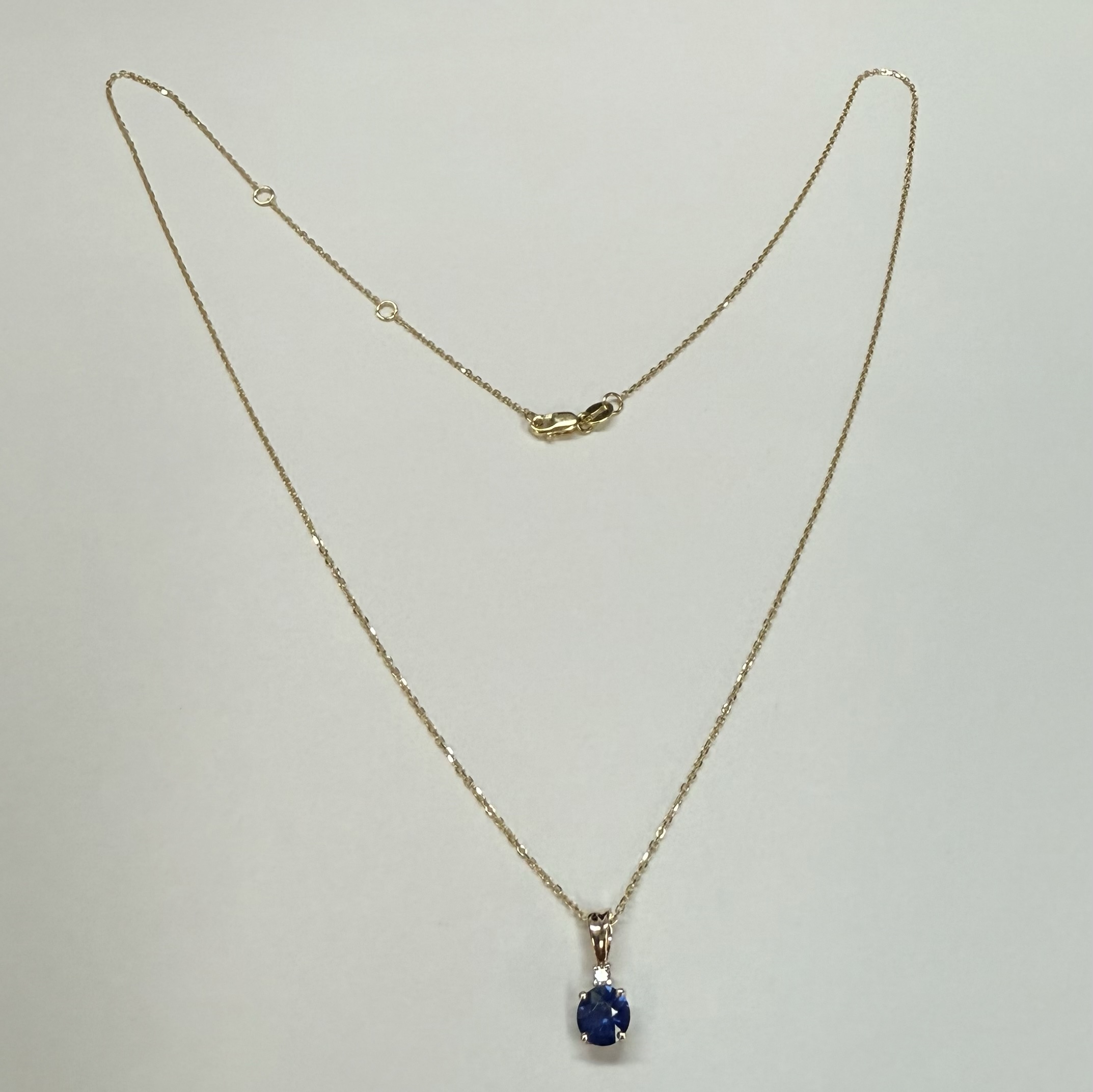 14k Yellow Gold .66 Cttw Ceylon Sapphire & Diamond Pendant - Image 9