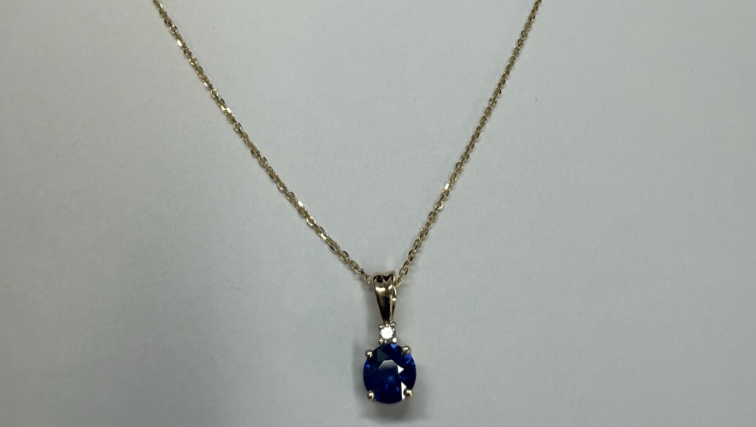 14k Yellow Gold .66 Cttw Ceylon Sapphire & Diamond Pendant - Image 11