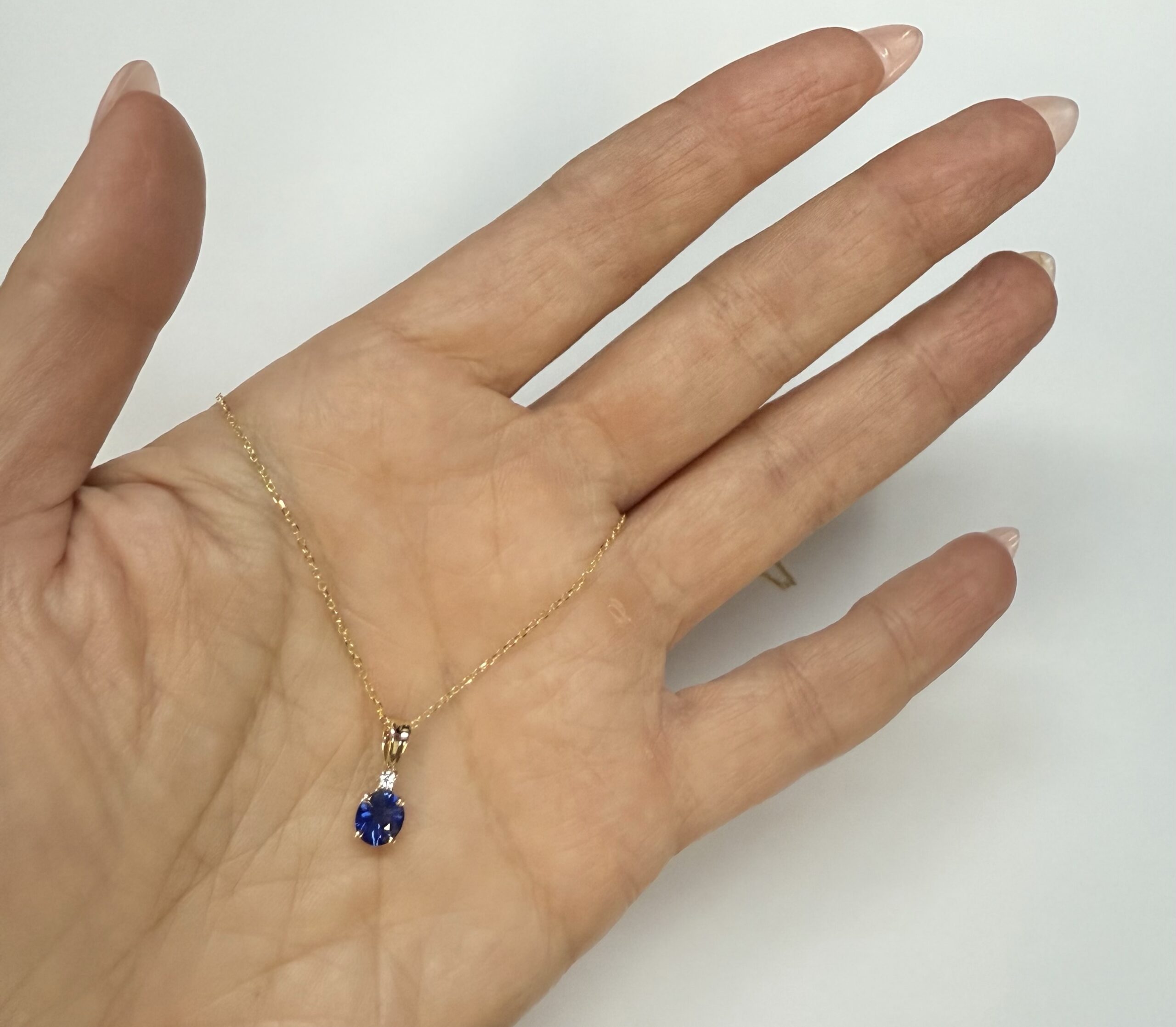 14k Yellow Gold .66 Cttw Ceylon Sapphire & Diamond Pendant - Image 19