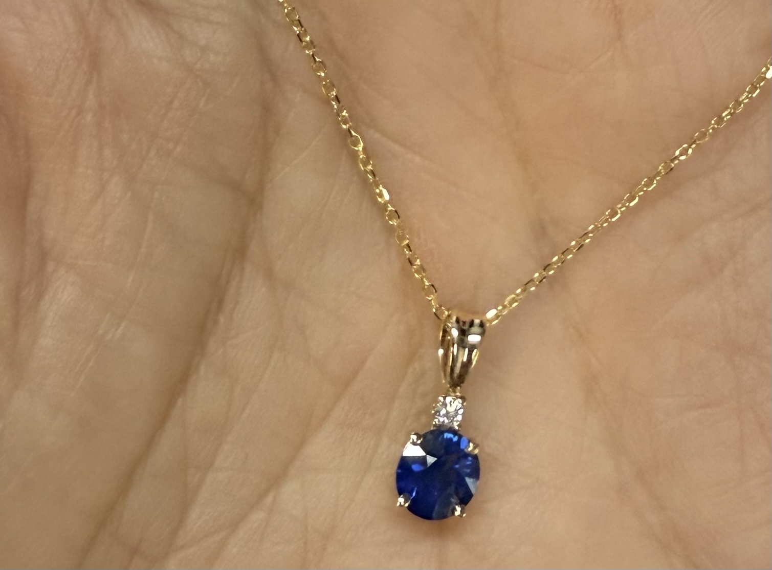 14k Yellow Gold .66 Cttw Ceylon Sapphire & Diamond Pendant - Image 20