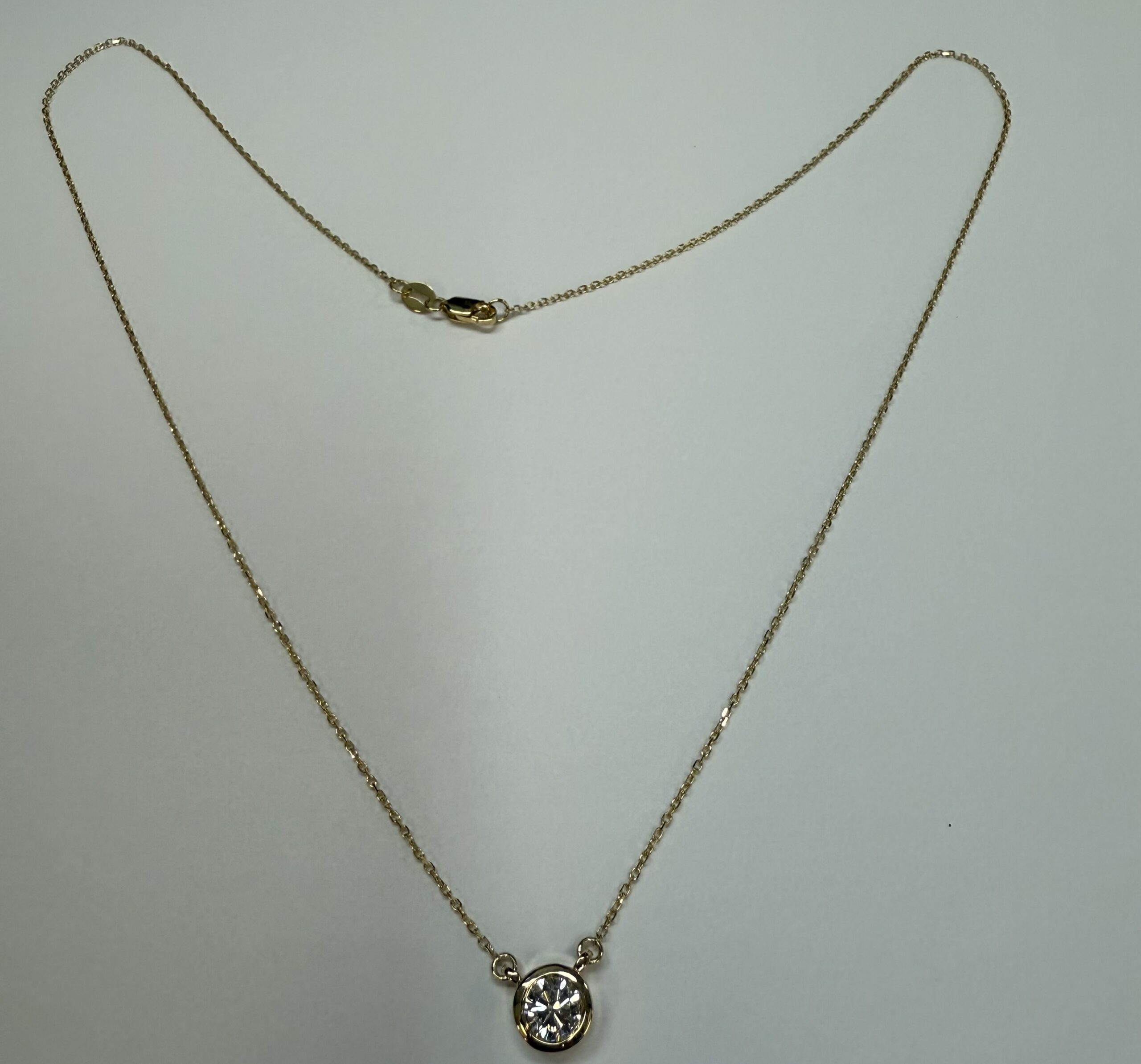 14k Yellow Gold Genuine .55 Cttw Lab Grown Round Brilliant Cut Diamond Fixed Bezel Pendant - Image 10