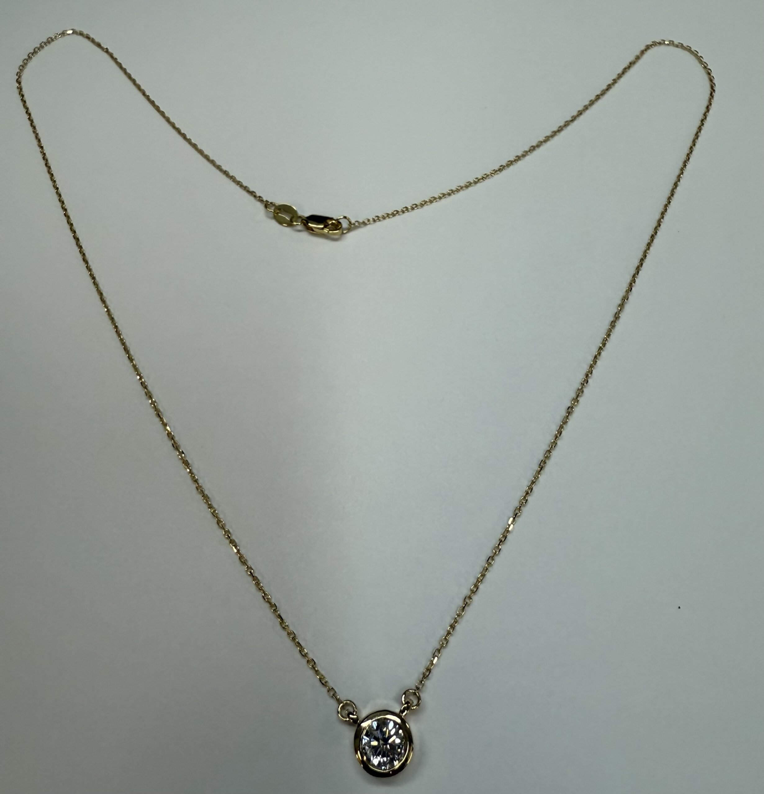 14k Yellow Gold Genuine .55 Cttw Lab Grown Round Brilliant Cut Diamond Fixed Bezel Pendant - Image 9